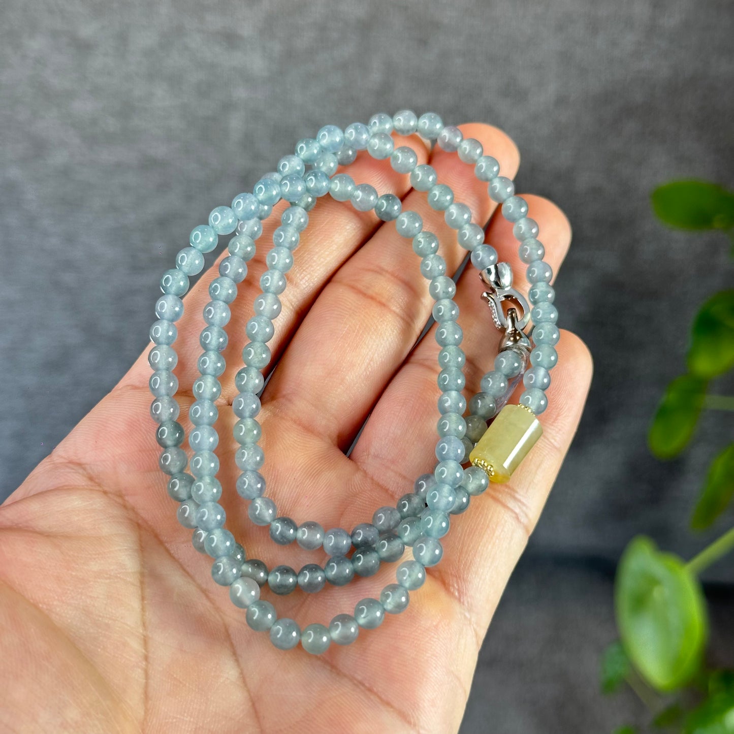 Water Green Mixed Lu Thong Natural Jadeite Jade Bracelet Size 11 mm
