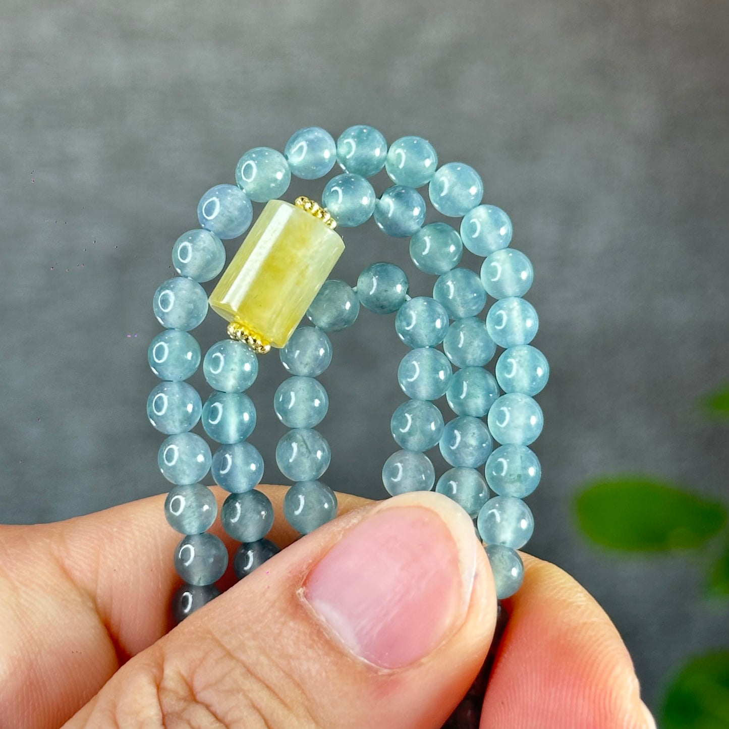 Water Green Mixed Lu Thong Natural Jadeite Jade Bracelet Size 11 mm
