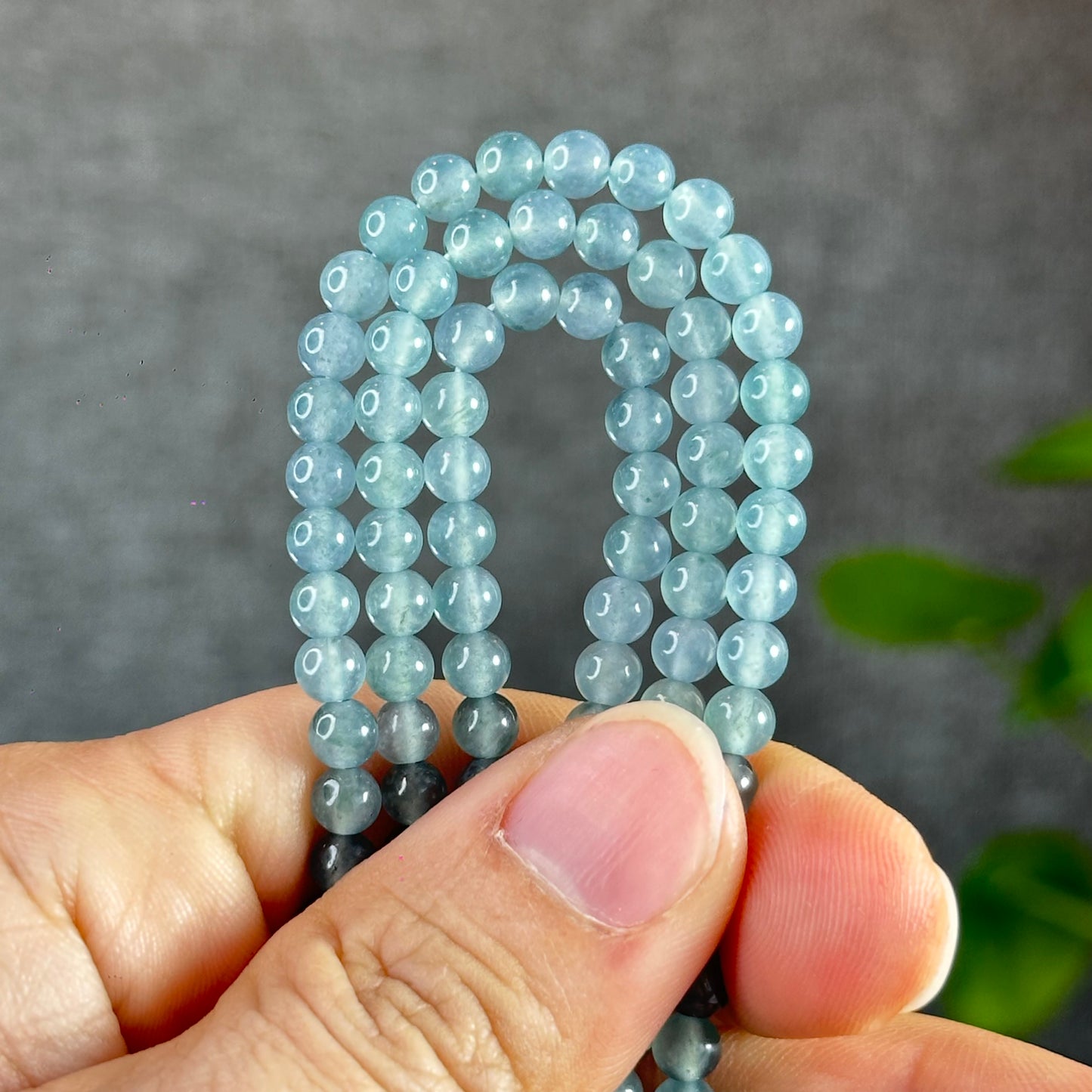 Water Green Mixed Lu Thong Natural Jadeite Jade Bracelet Size 11 mm