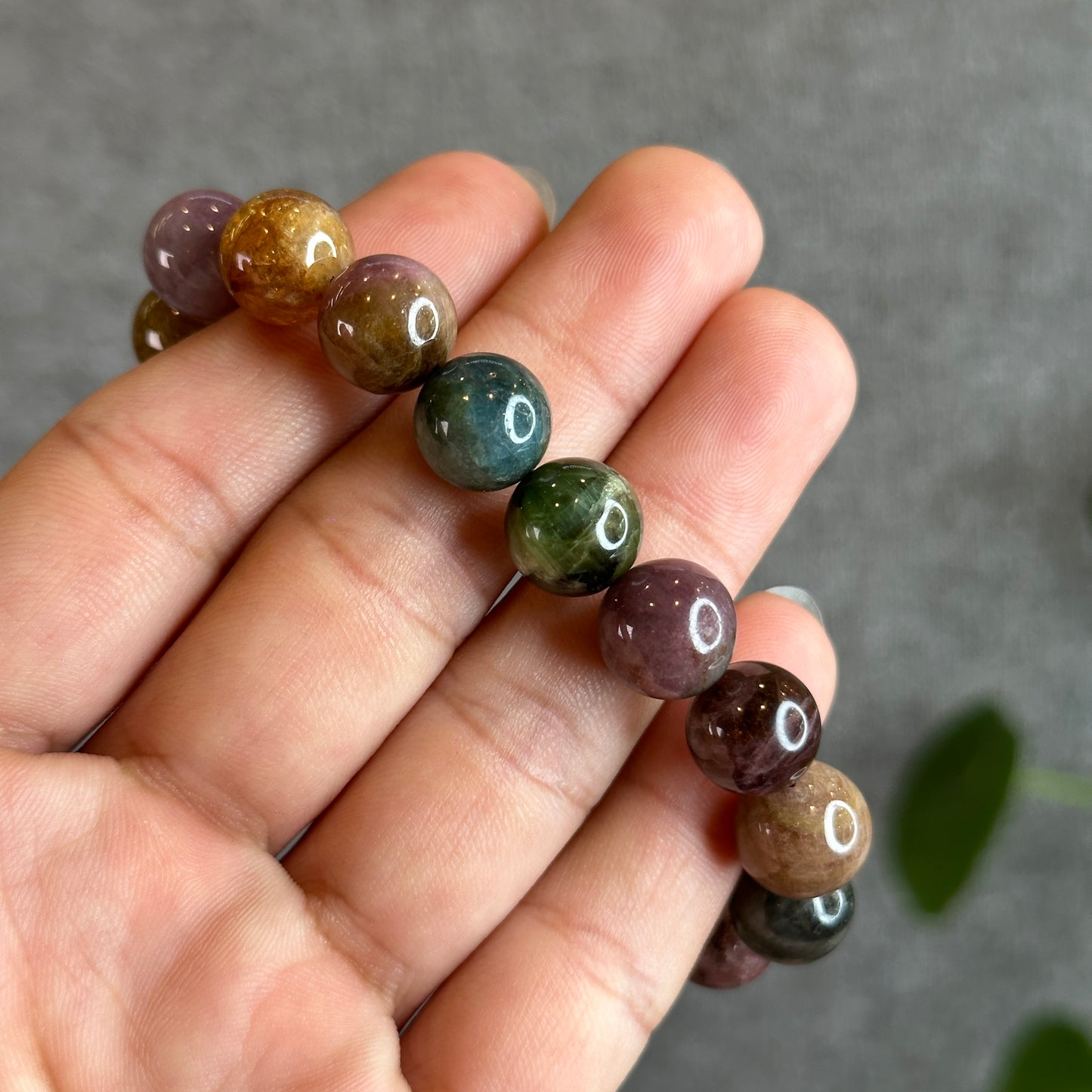 Cat Eye Multi Colour Natural Tourmaline Bracelet Size 11 mm