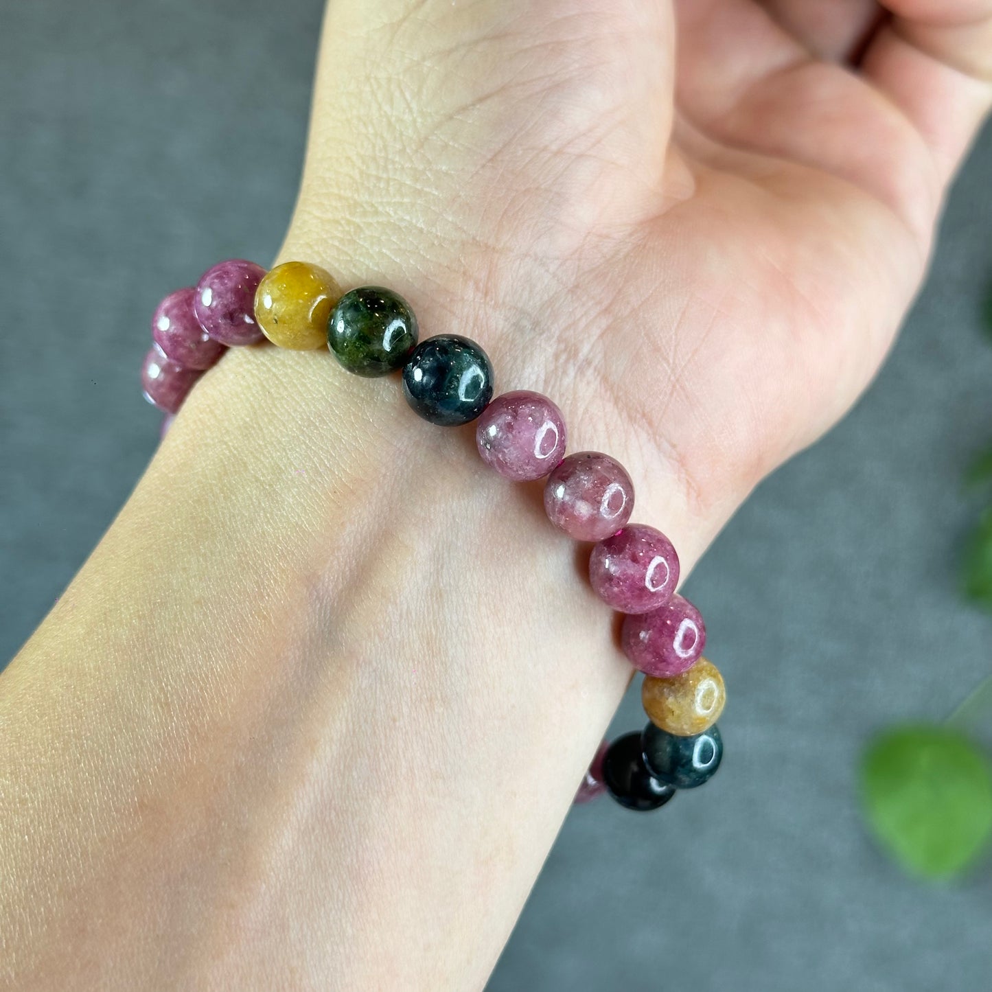Natural Multicolour Tourmaline Bracelet Size 9.3 mm