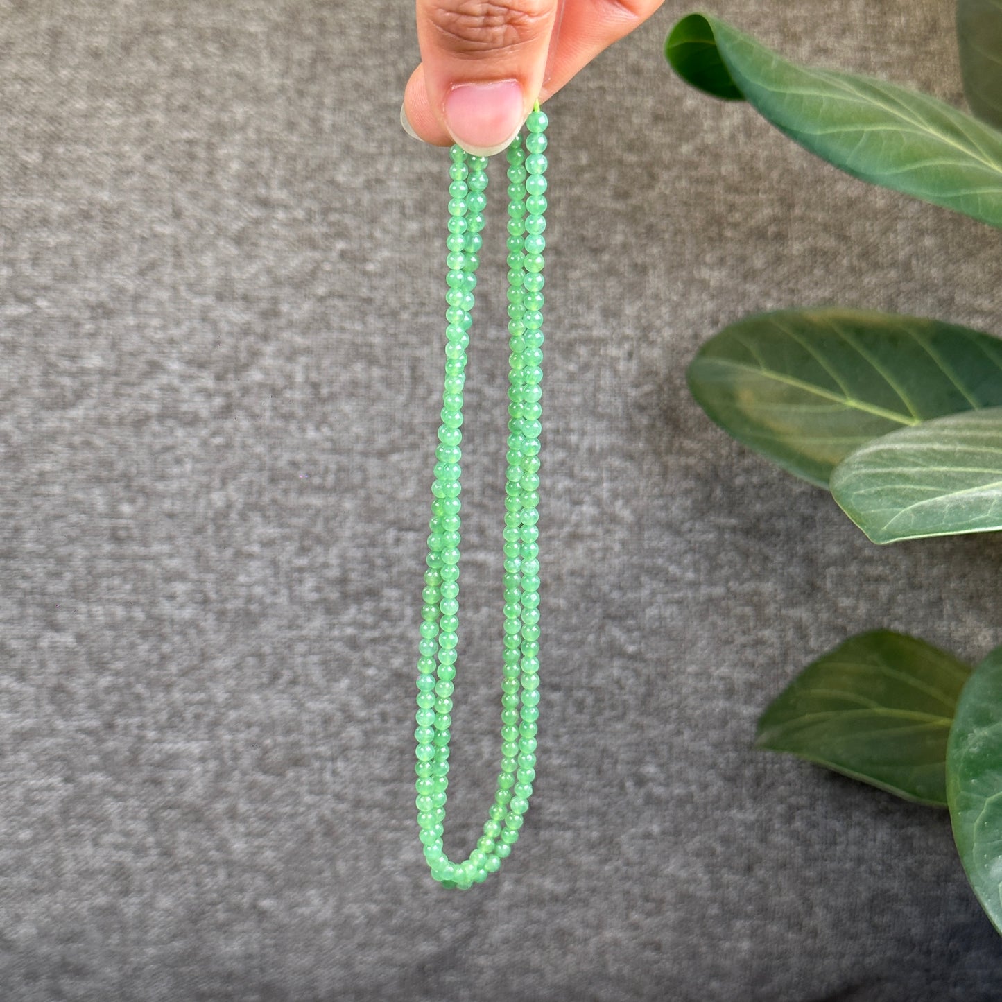 Apple Green Icy Natural Jadeite Jade Type A Triple Wrap Bracelet Size 4 mm