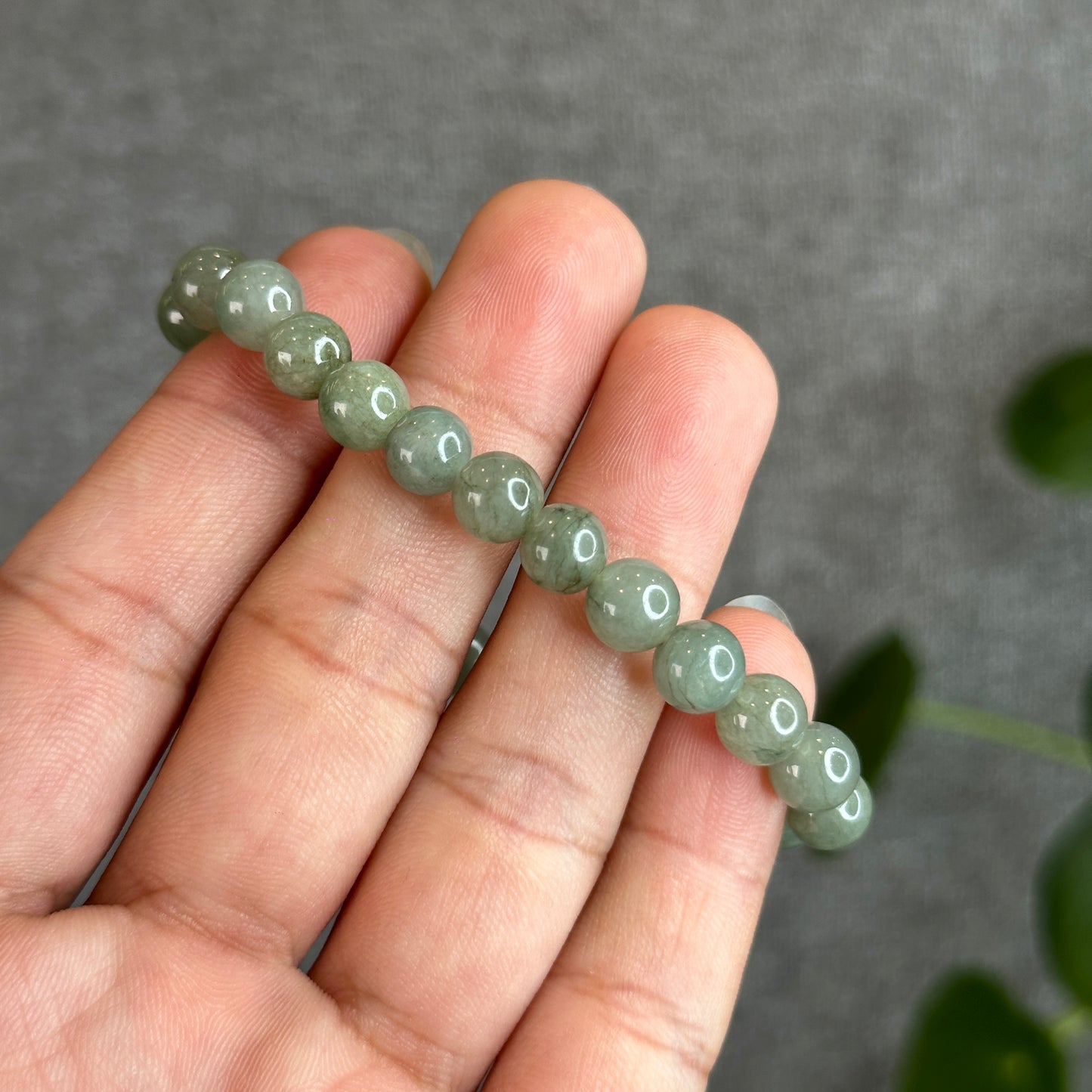 Light Moss Green Natural Jadeite Jade Bracelet Size 7 mm