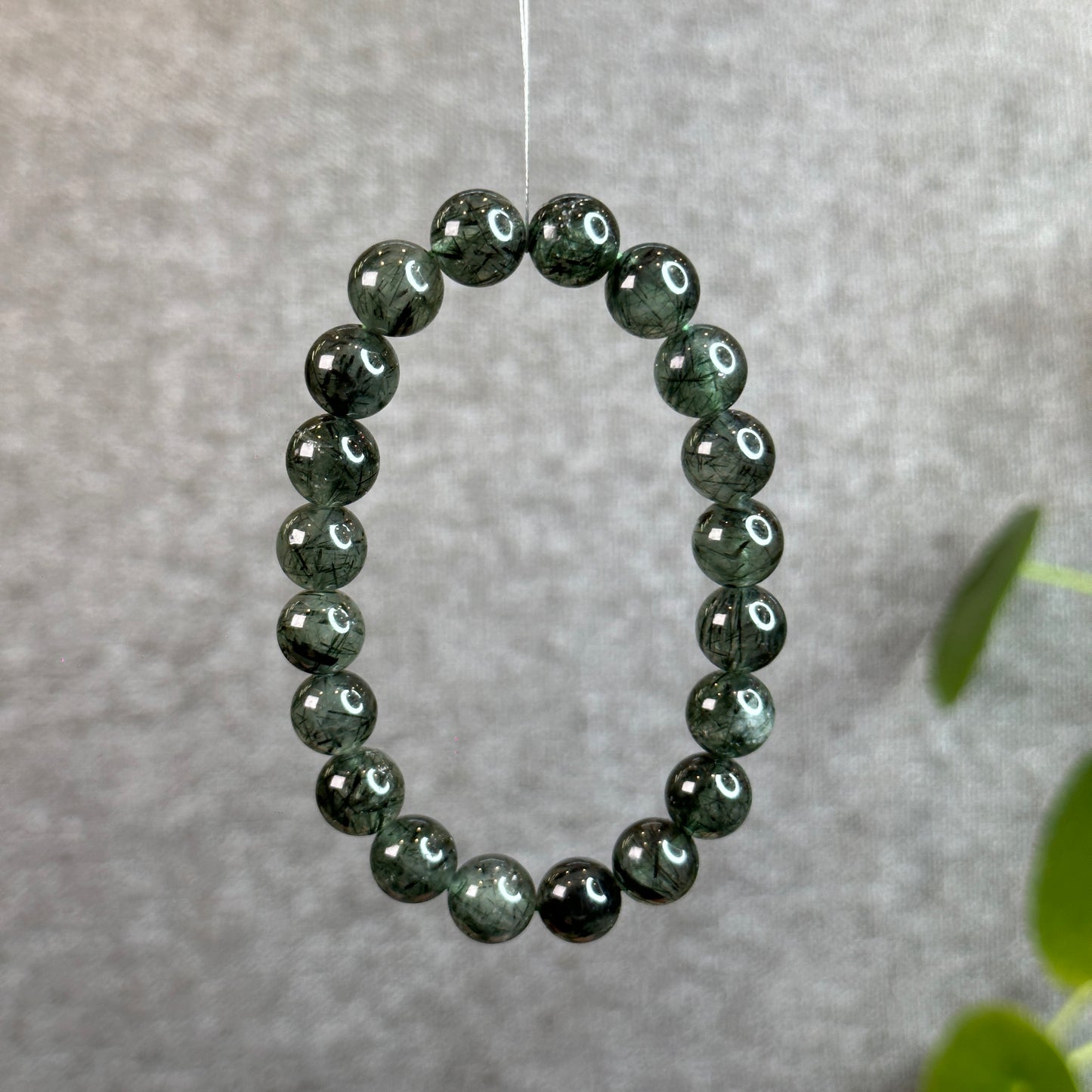 Natural Green Rutilated Quartz Bracelet Size 9.5 mm