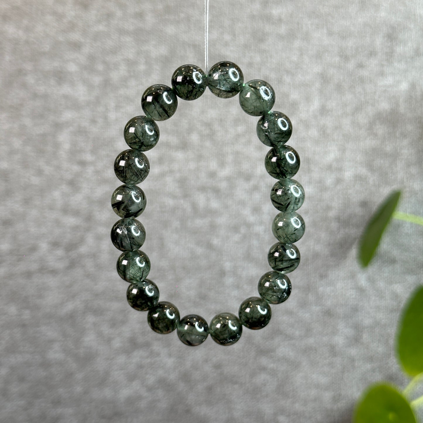 Natural Green Rutilated Quartz Bracelet Size 9.5 mm