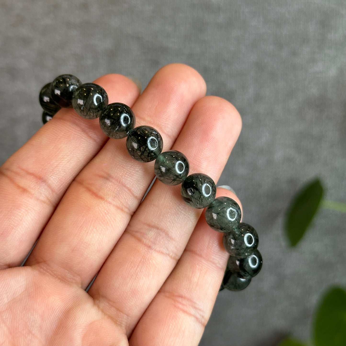 Natural Green Rutilated Quartz Bracelet Size 9.5 mm