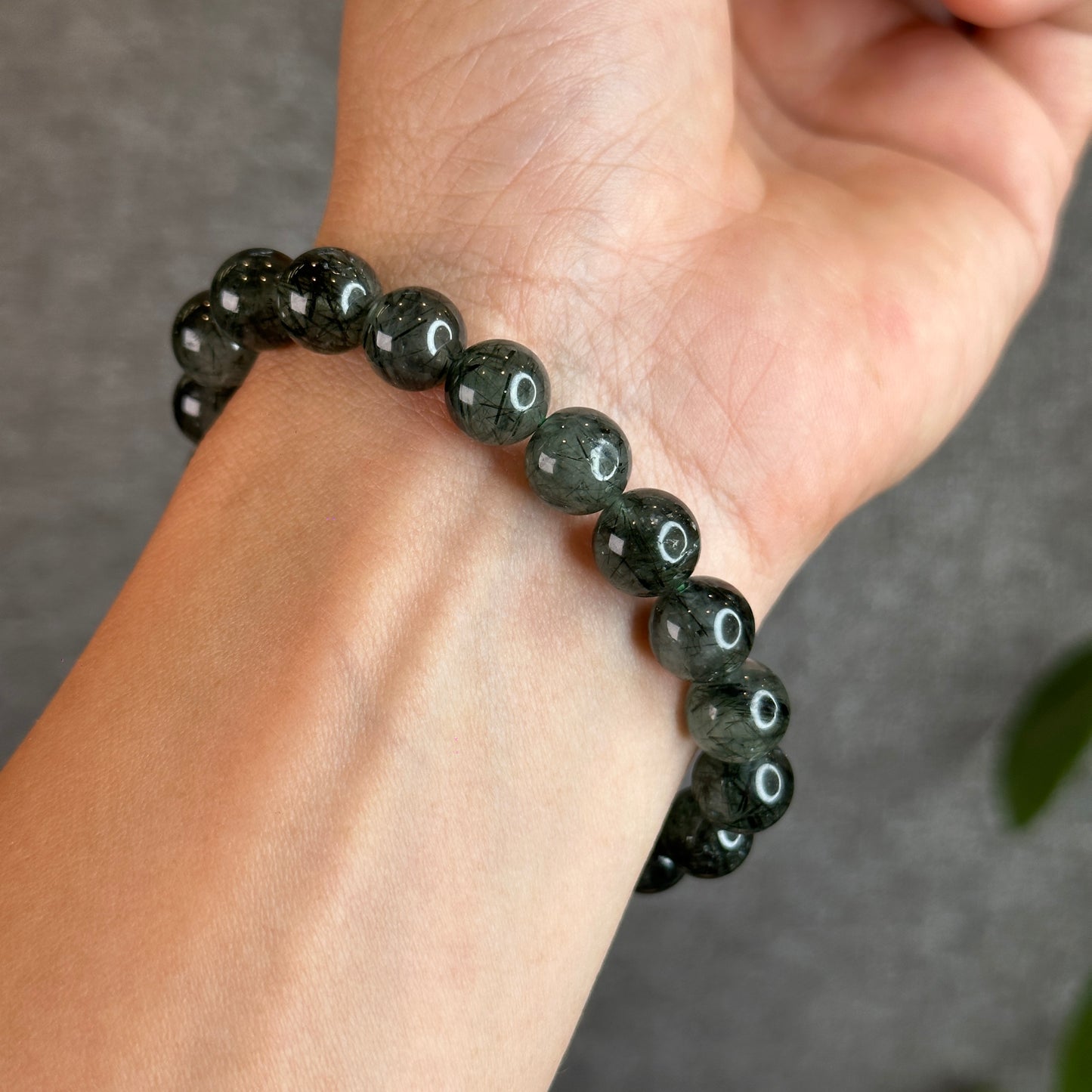 Natural Green Rutilated Quartz Bracelet Size 9.5 mm