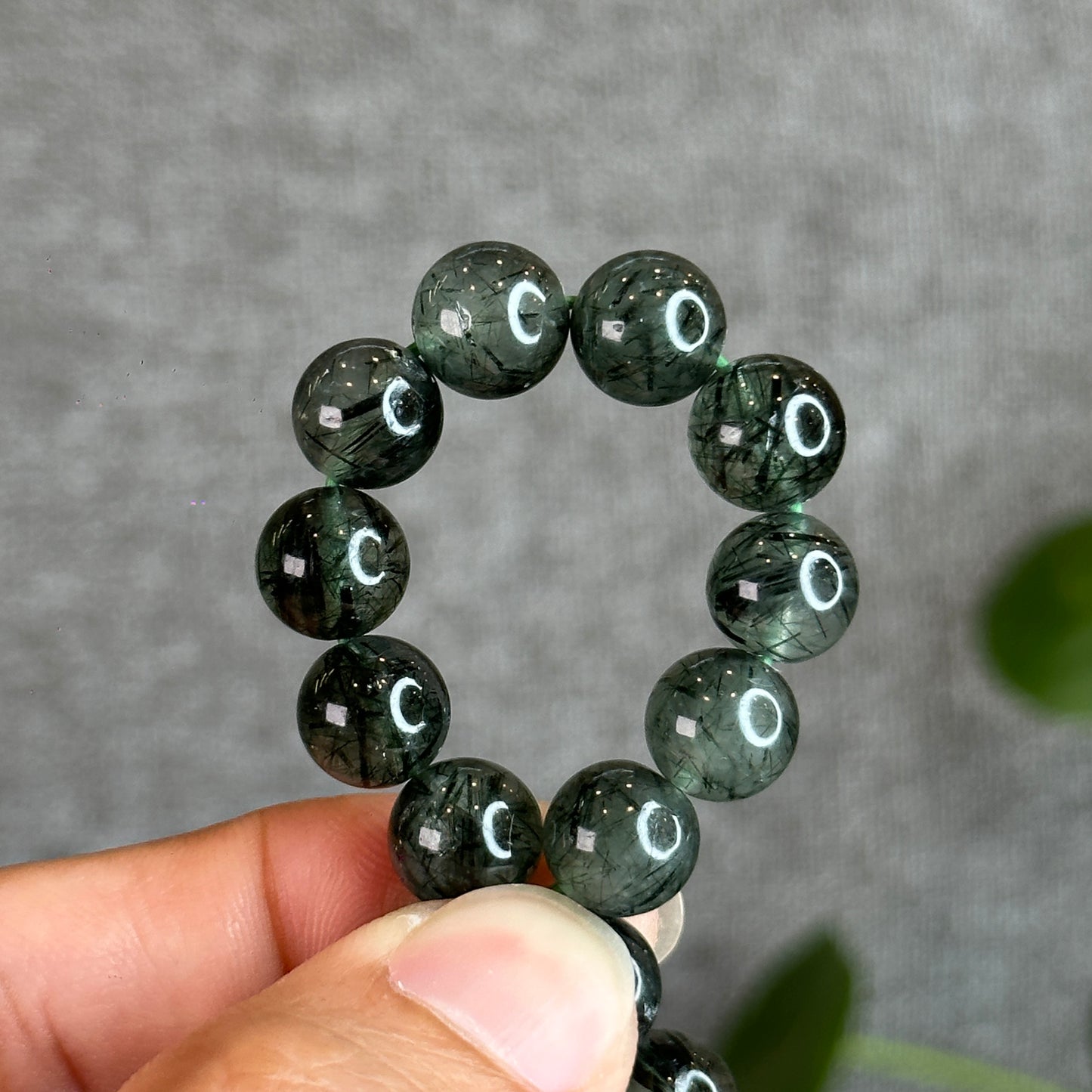 Natural Green Rutilated Quartz Bracelet Size 9.5 mm