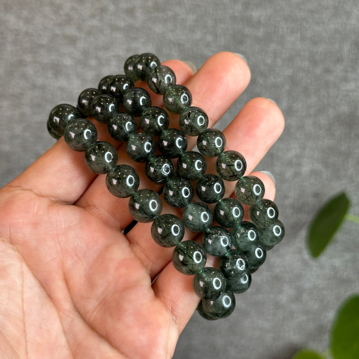 Natural Green Rutilated Quartz Bracelet Size 9.5 mm