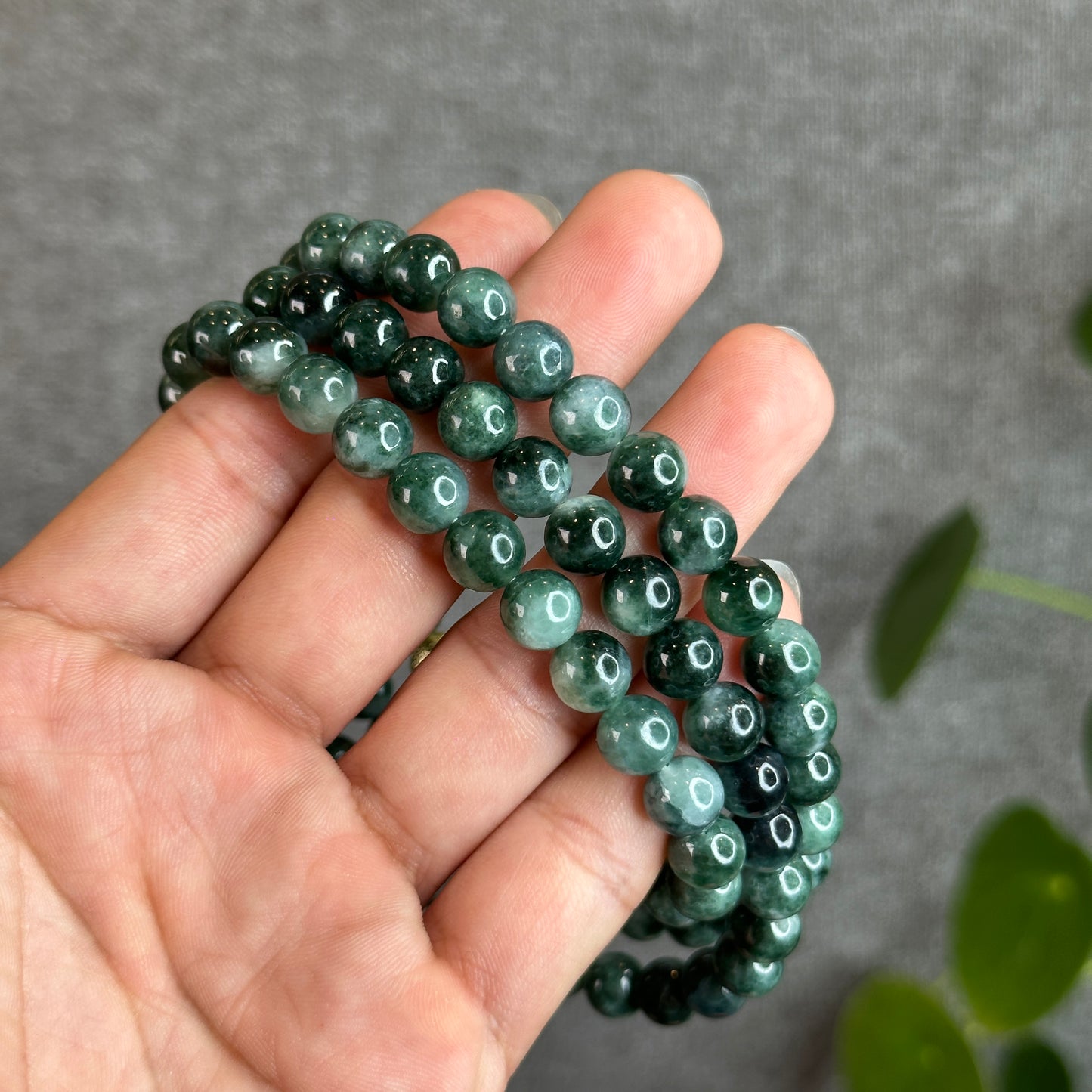 Dark Green Son Thuy Natural Jadeite Jade Bracelet Size 8.2 mm