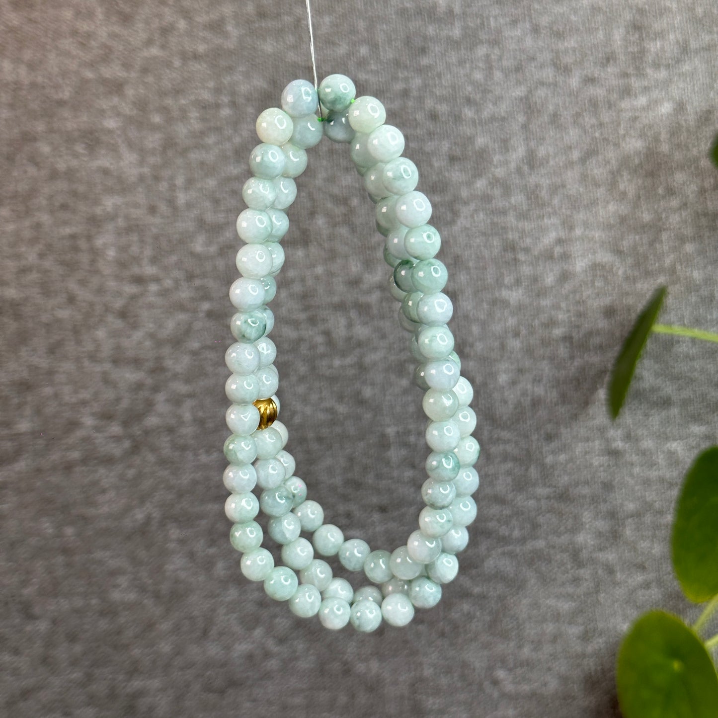 Light Green Natural Son Thuy Jadeite Jade Triple Wrap Bracelet Size 7 mm
