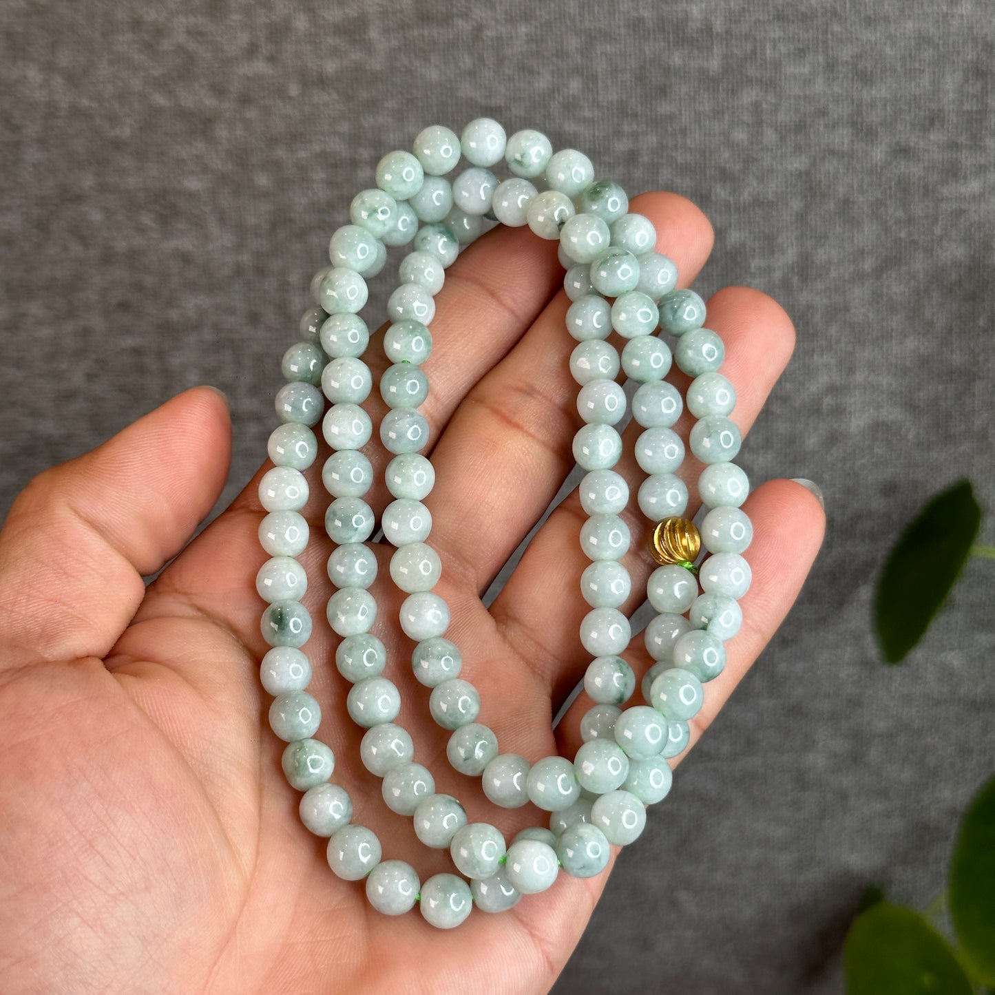 Light Green Natural Son Thuy Jadeite Jade Triple Wrap Bracelet Size 7 mm