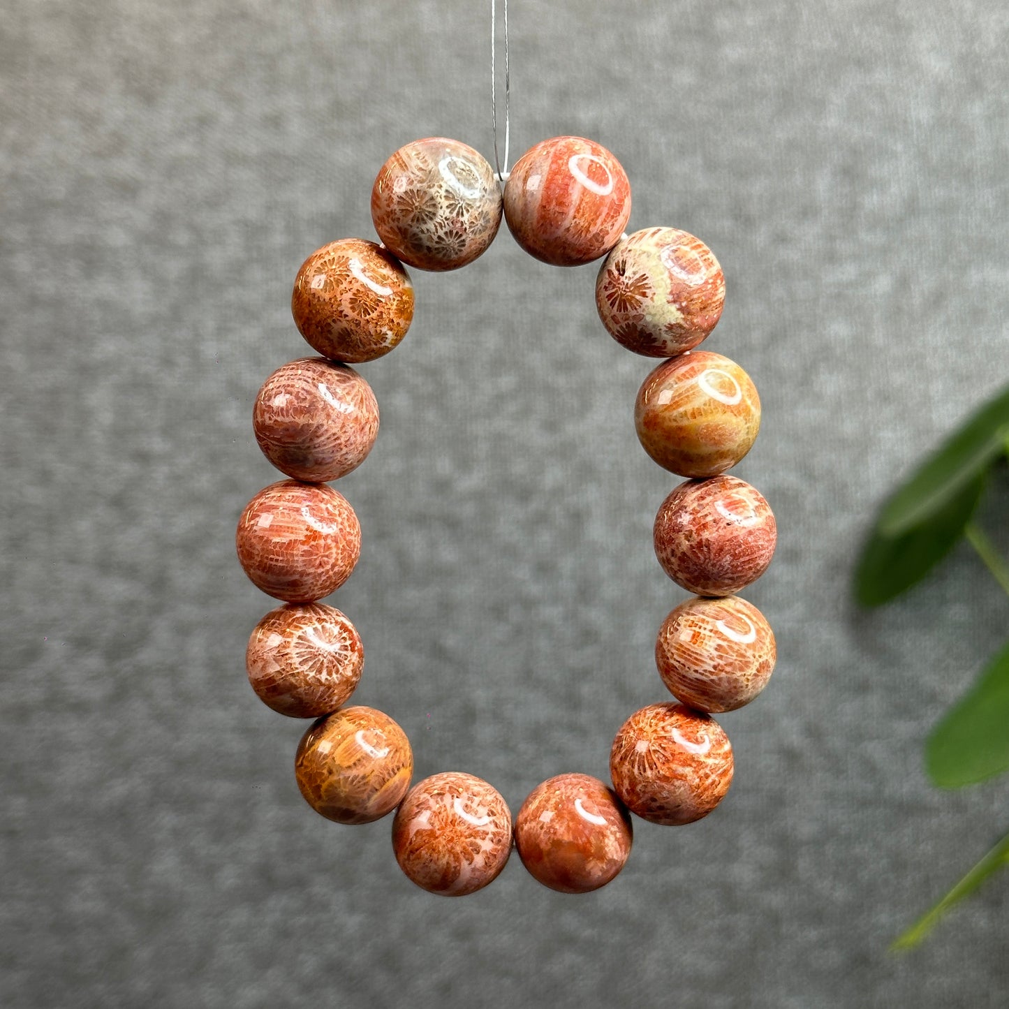 Natural Red Coral Bracelet Size 15 mm