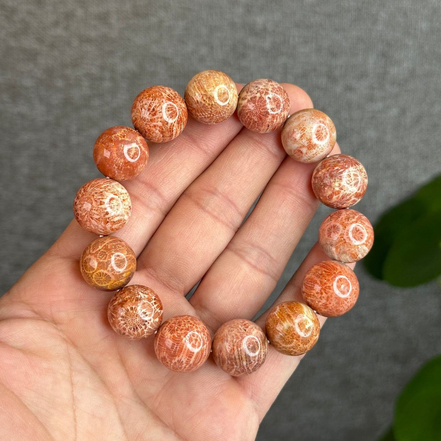 Natural Red Coral Bracelet Size 15 mm