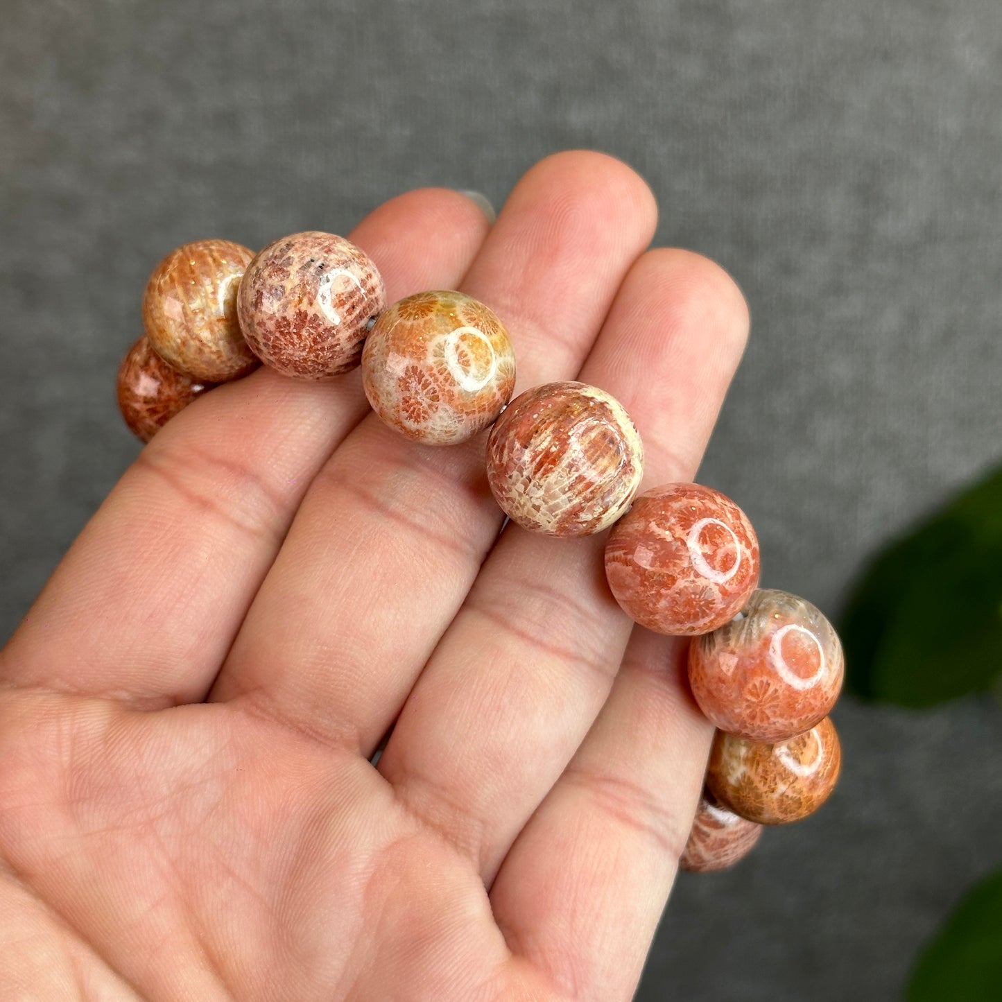 Natural Red Coral Bracelet Size 15 mm