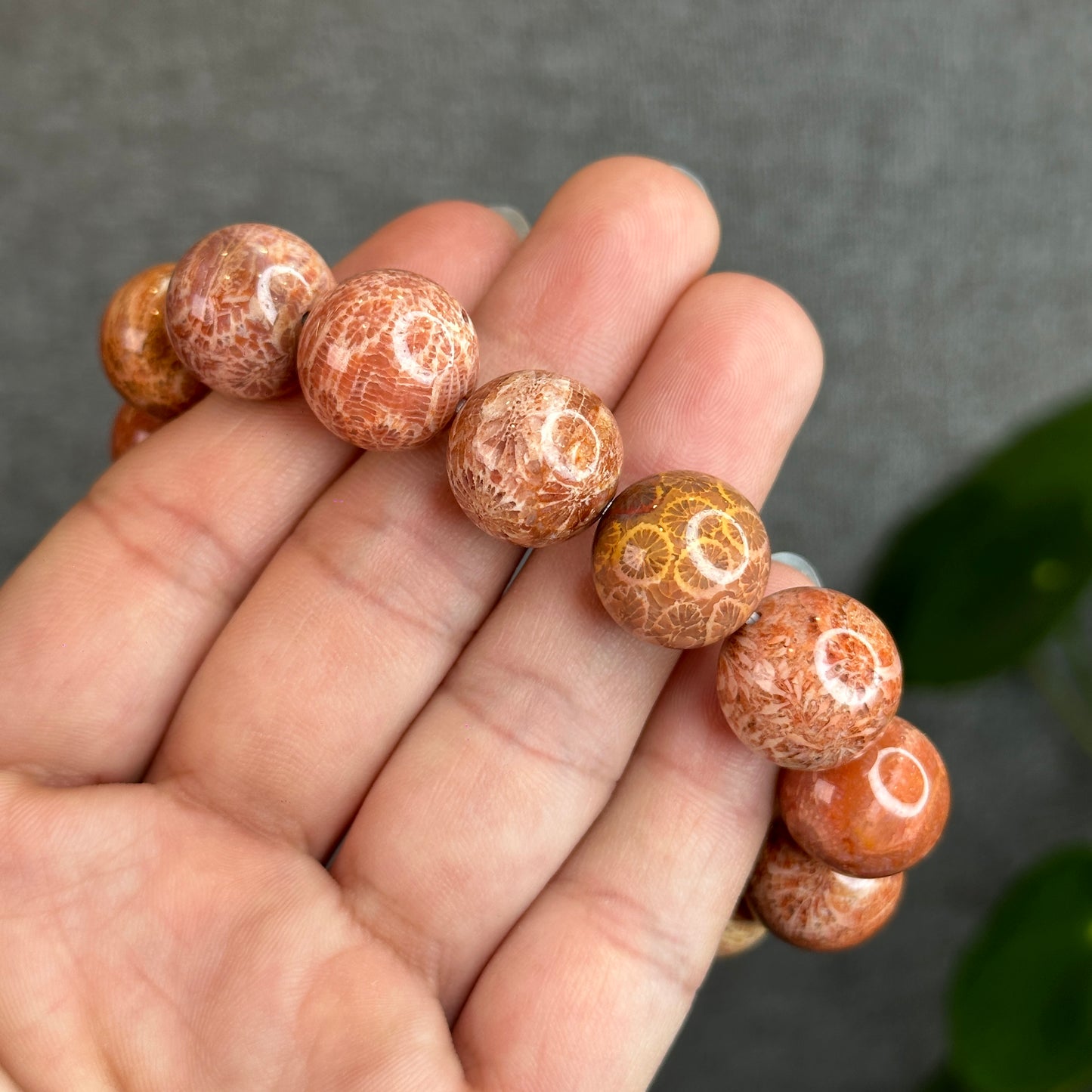 Natural Red Coral Bracelet Size 15 mm