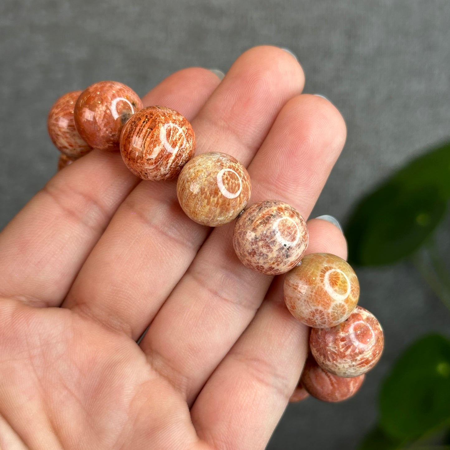 Natural Red Coral Bracelet Size 15 mm