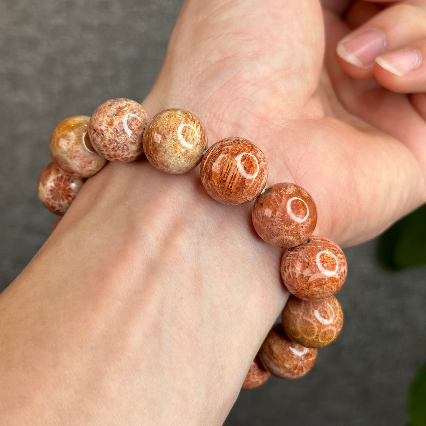 Natural Red Coral Bracelet Size 15 mm