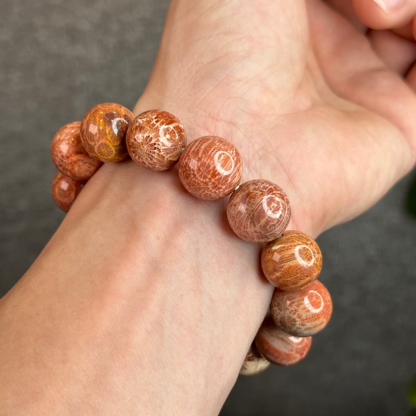 Natural Red Coral Bracelet Size 15 mm