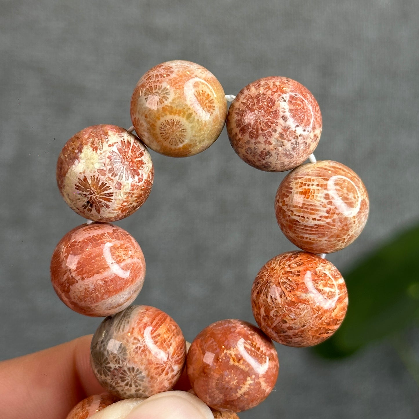 Natural Red Coral Bracelet Size 15 mm