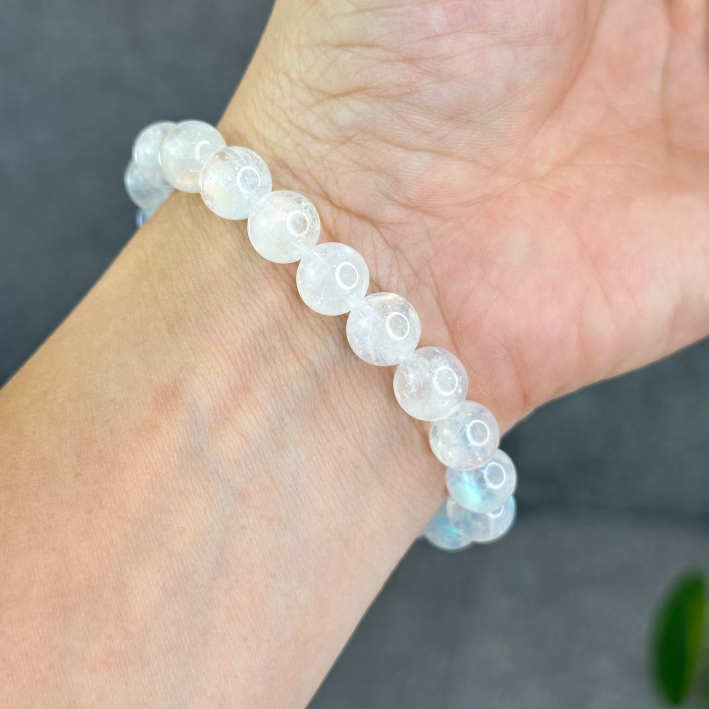 Natural Rainbow Madagascar Moonstone Bracelet Size 9.5 mm