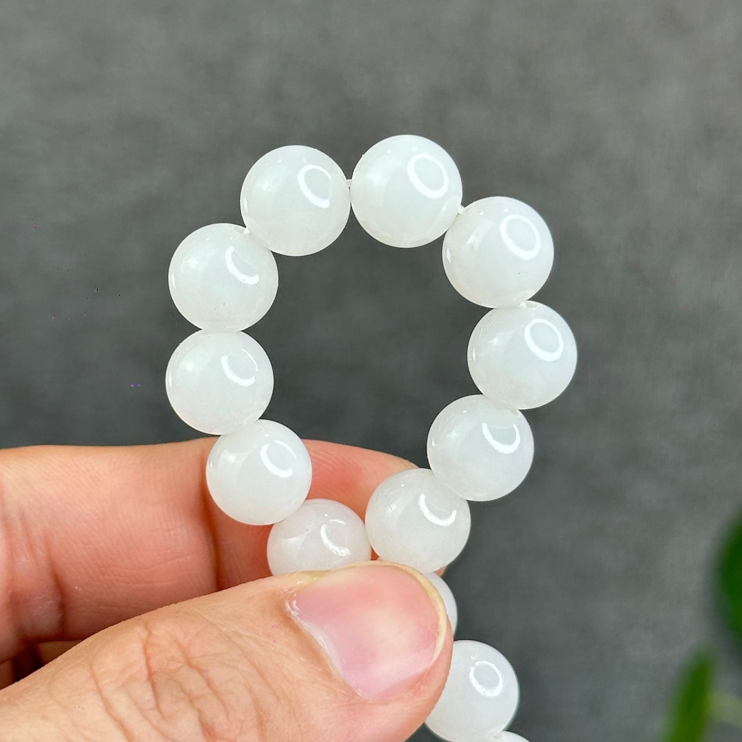 Natural White Hetian Nephrite Jade Bracelet Size 10 mm