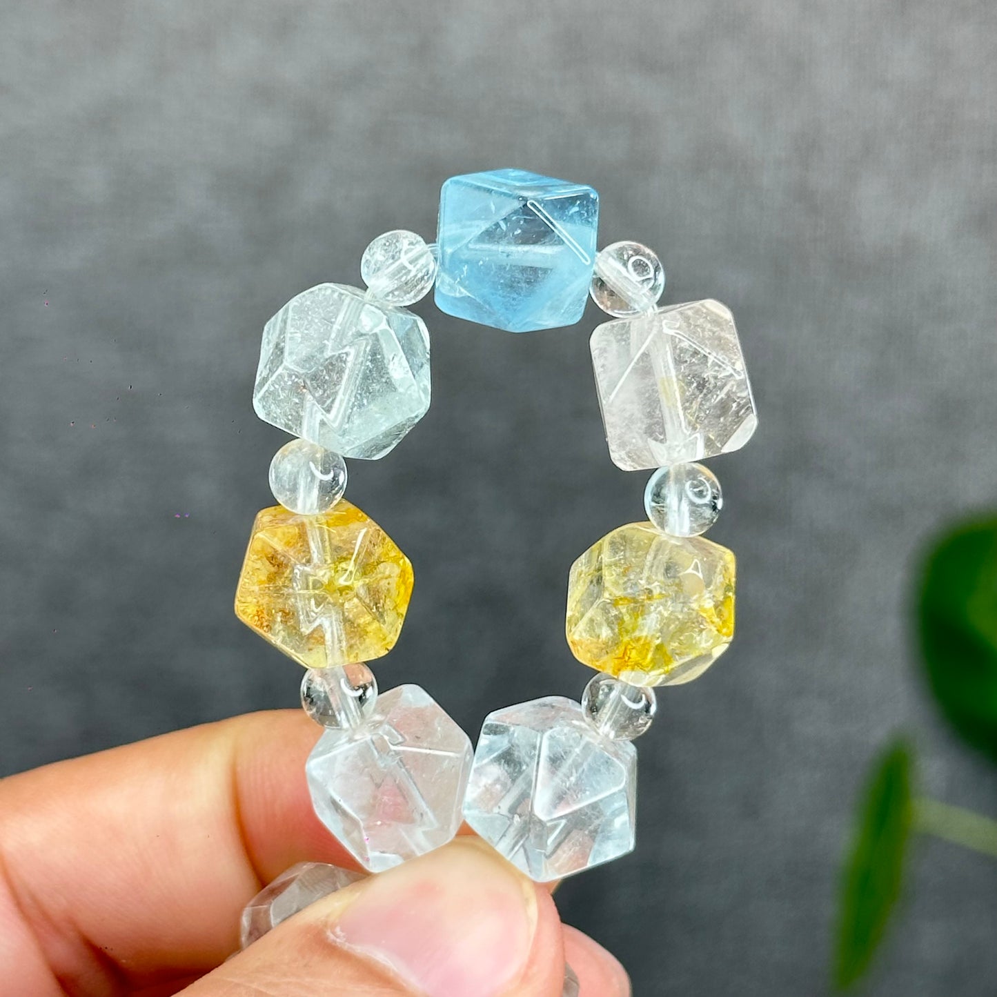 Natural Multi-Colour Topaz Mix Bead Faceted Bracelet Size 10.3 mm and 5 mm