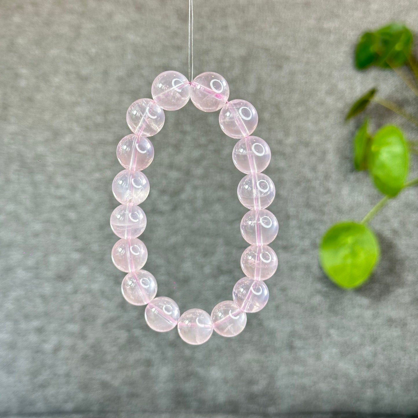 Natural Translucent Pastel Rose Quartz Bracelet Size 12 mm