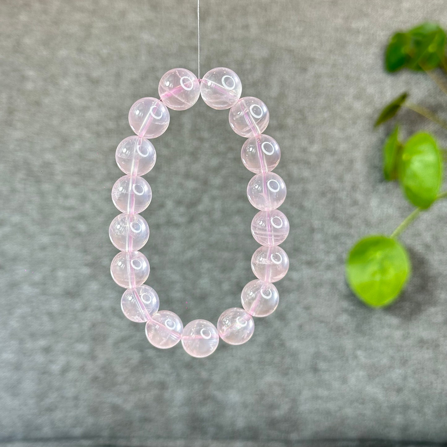 Natural Translucent Pastel Rose Quartz Bracelet Size 12 mm