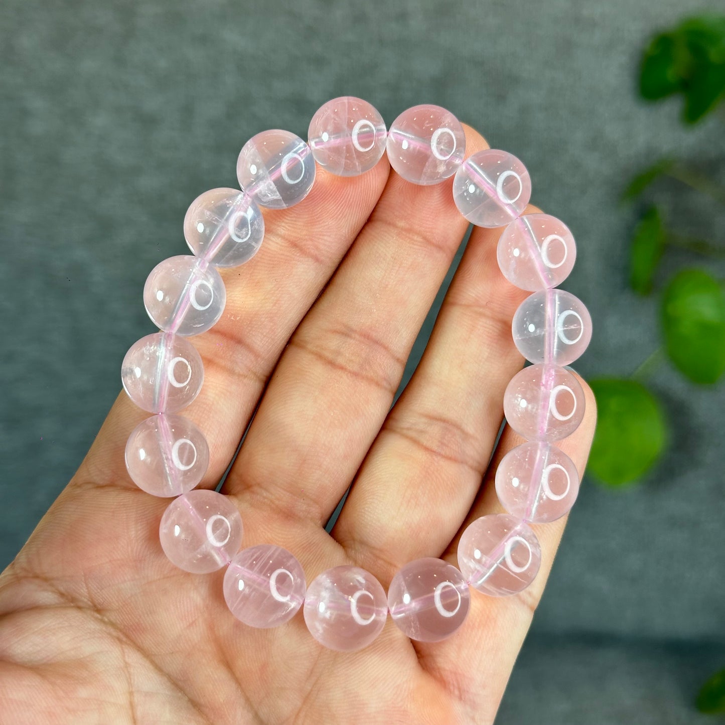Natural Translucent Pastel Rose Quartz Bracelet Size 12 mm