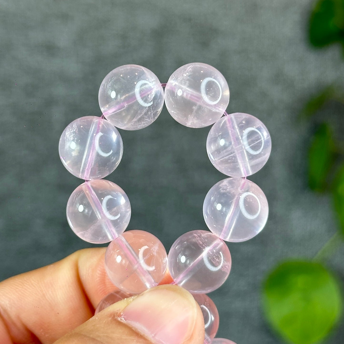 Natural Translucent Pastel Rose Quartz Bracelet Size 12 mm