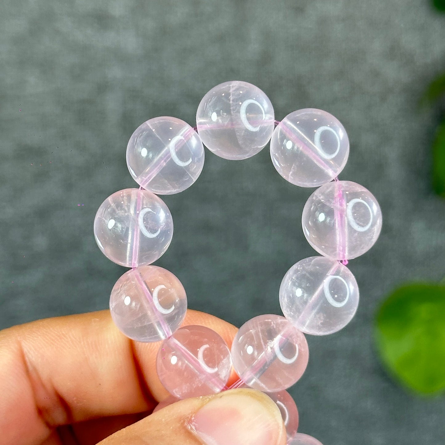 Natural Translucent Pastel Rose Quartz Bracelet Size 12 mm