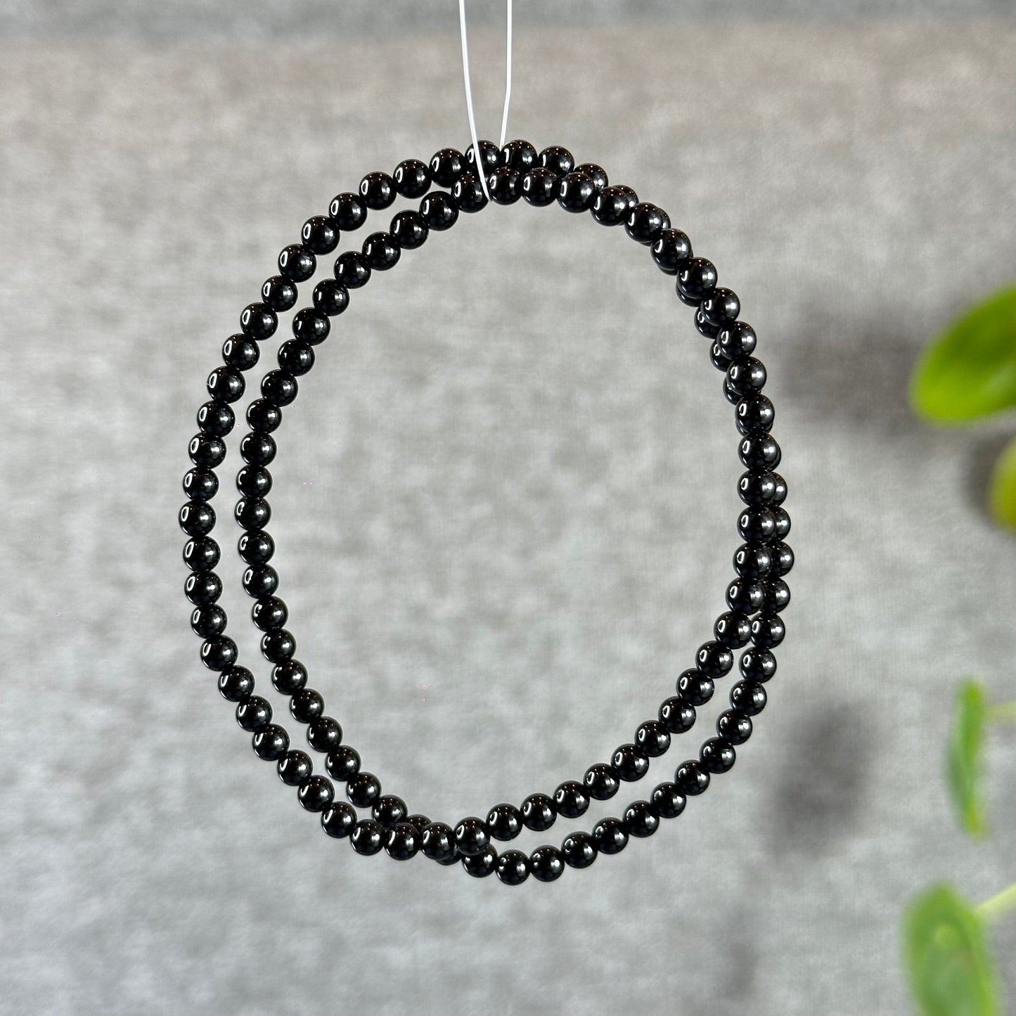 Natural Black Agate Double Wrap Braclet Size 4 mm
