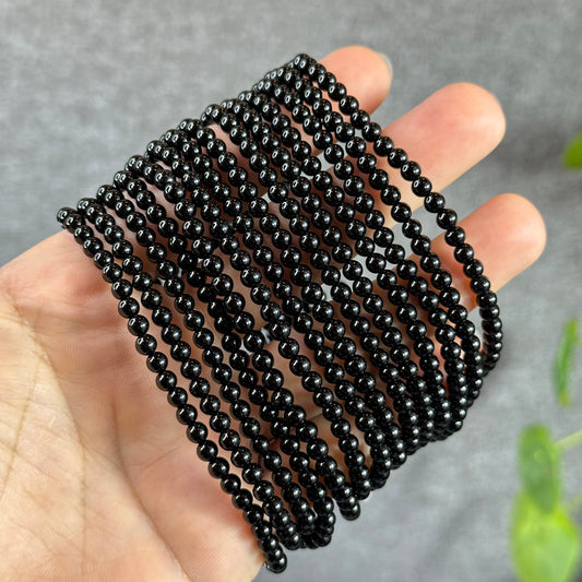 Natural Black Agate Double Wrap Braclet Size 4 mm