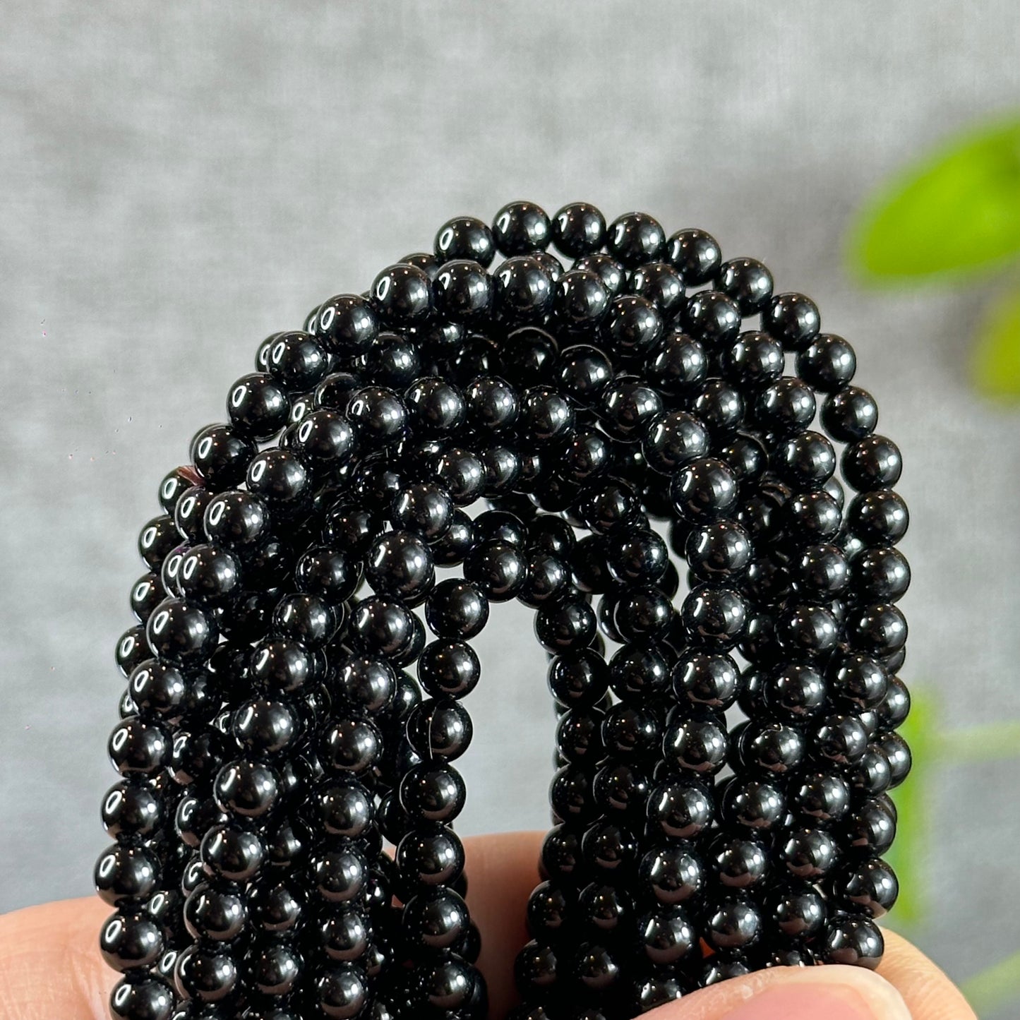 Natural Black Agate Double Wrap Braclet Size 4 mm