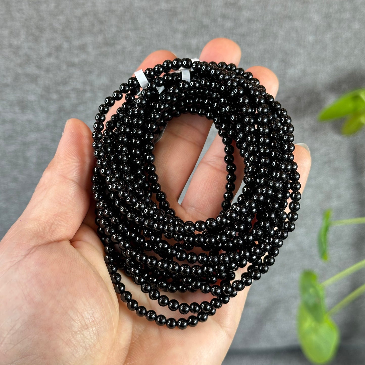 Natural Black Agate Double Wrap Braclet Size 4 mm