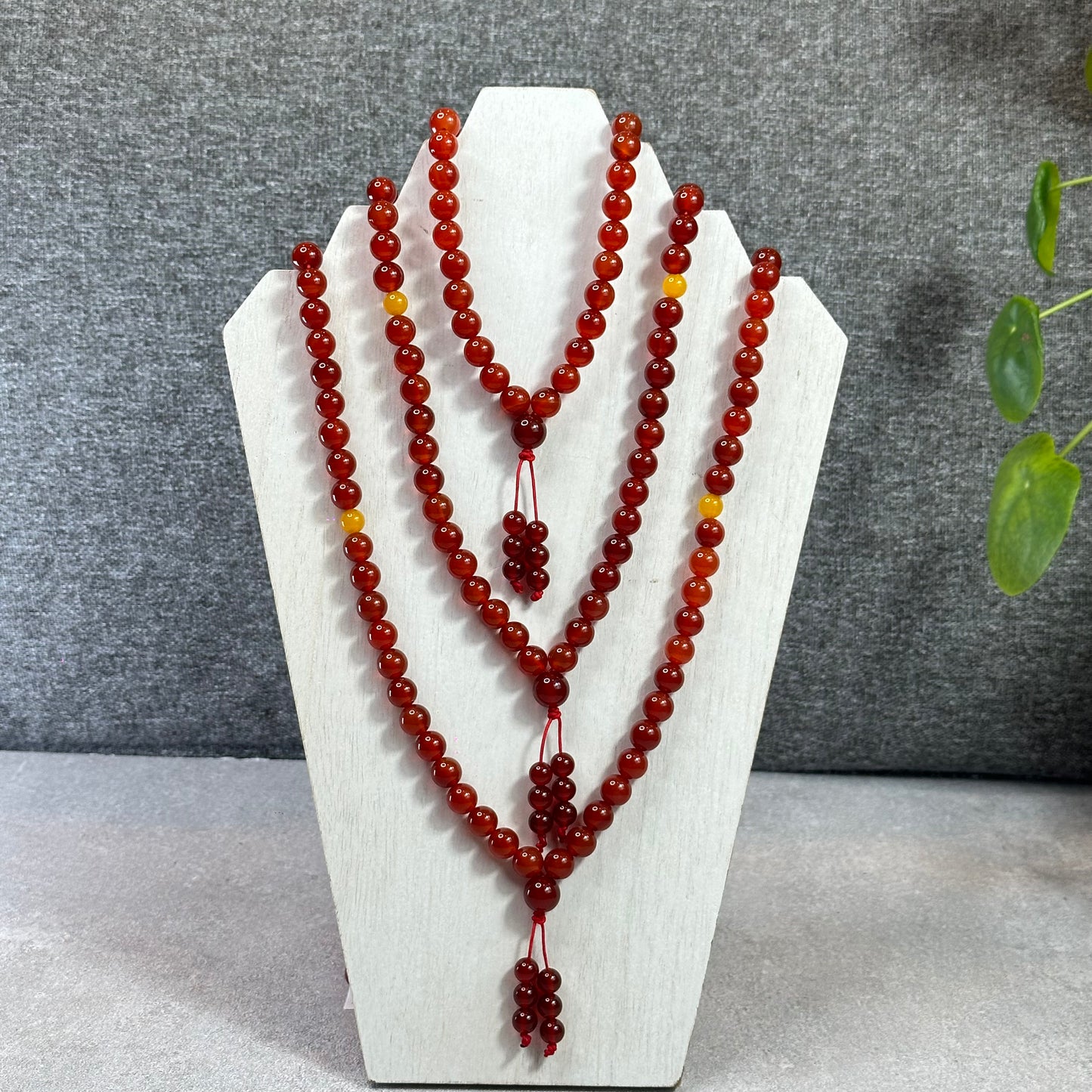 Natural Carnelian Red Agate Triple Wrap Bracelet Size 10 mm