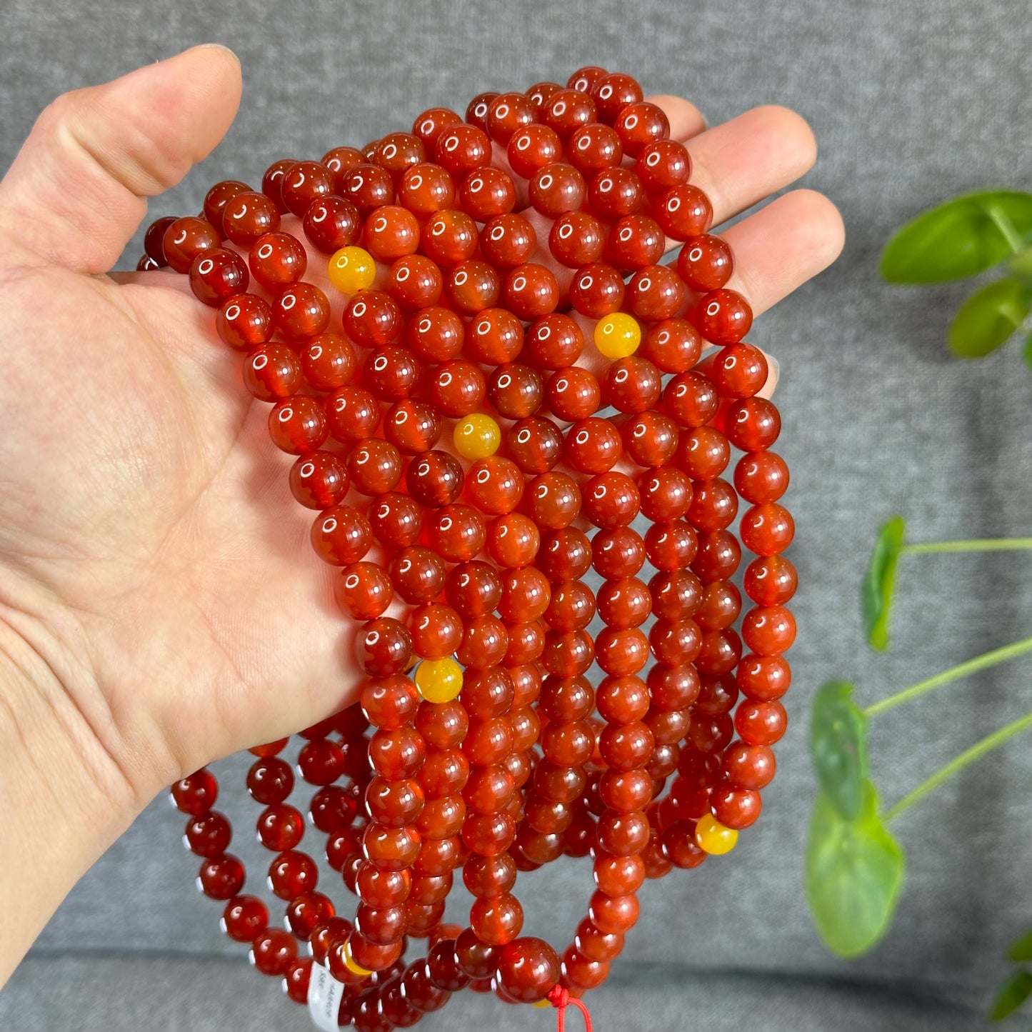 Natural Carnelian Red Agate Triple Wrap Bracelet Size 10 mm