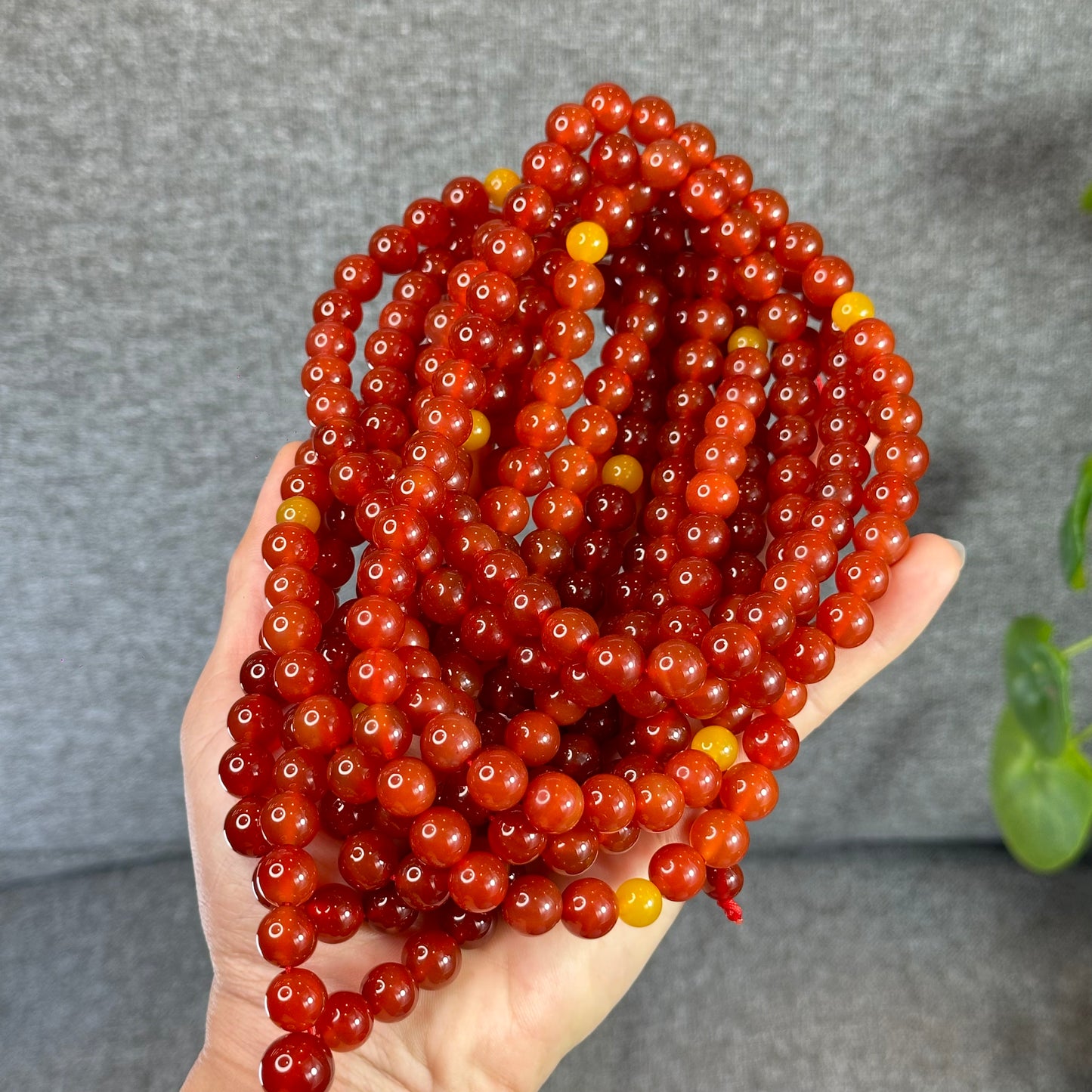 Natural Carnelian Red Agate Triple Wrap Bracelet Size 10 mm