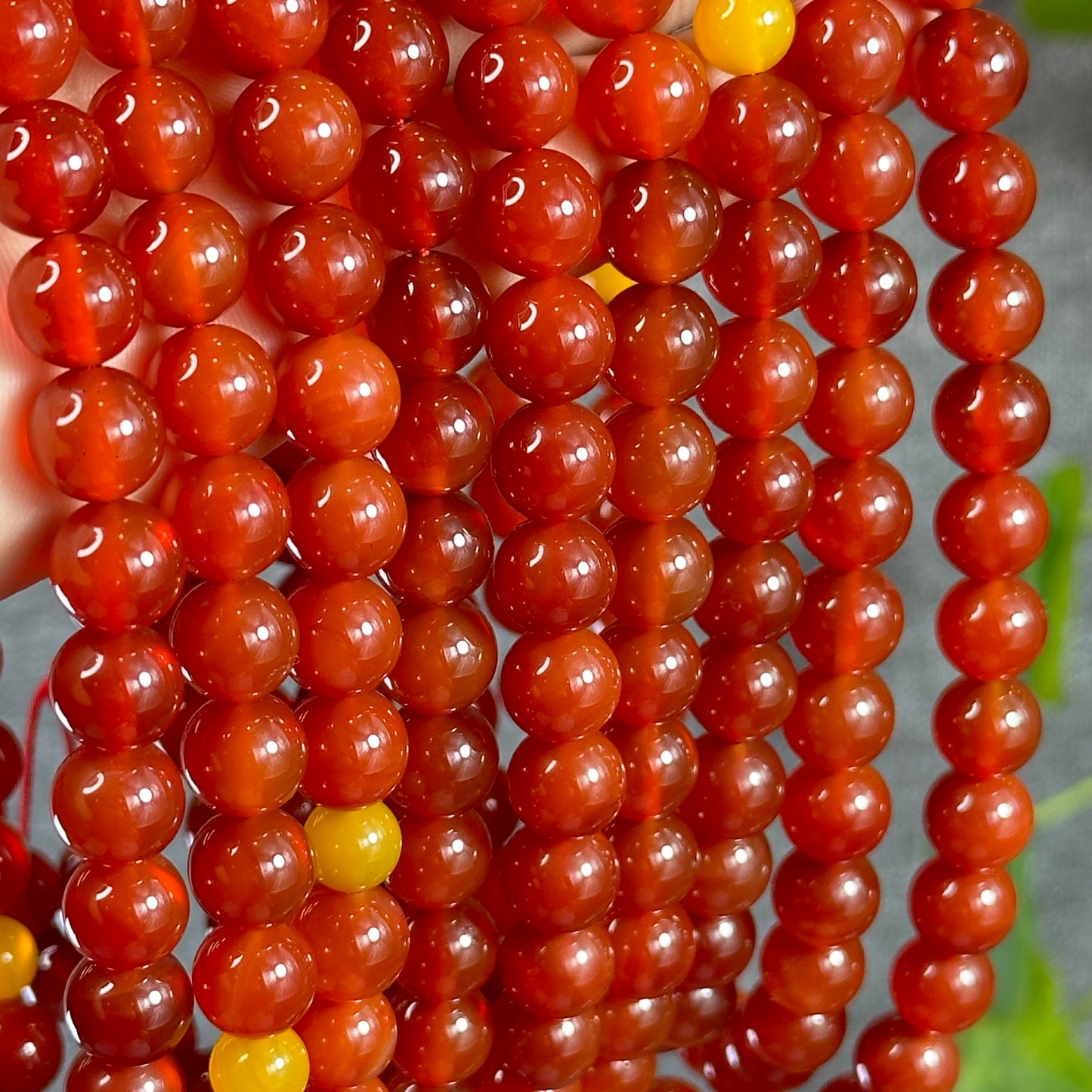 Natural Carnelian Red Agate Triple Wrap Bracelet Size 10 mm