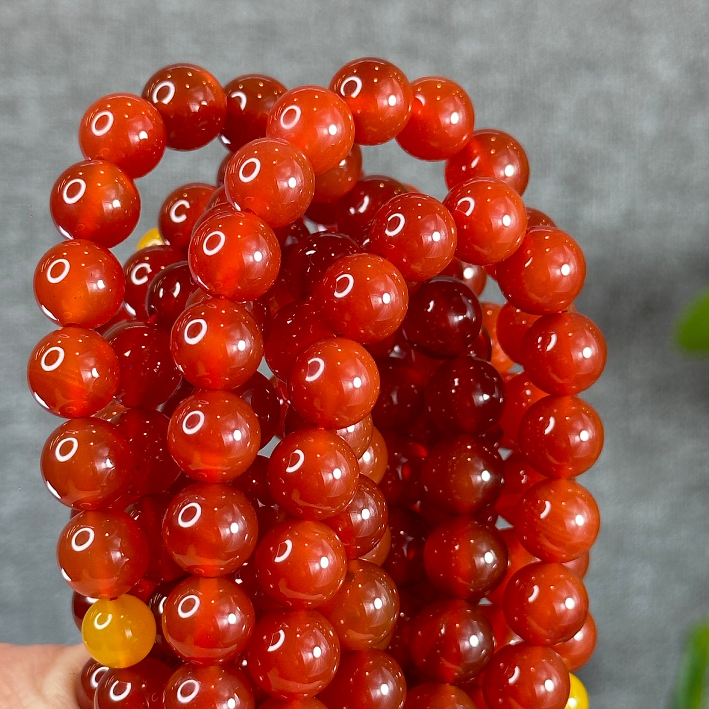 Natural Carnelian Red Agate Triple Wrap Bracelet Size 10 mm