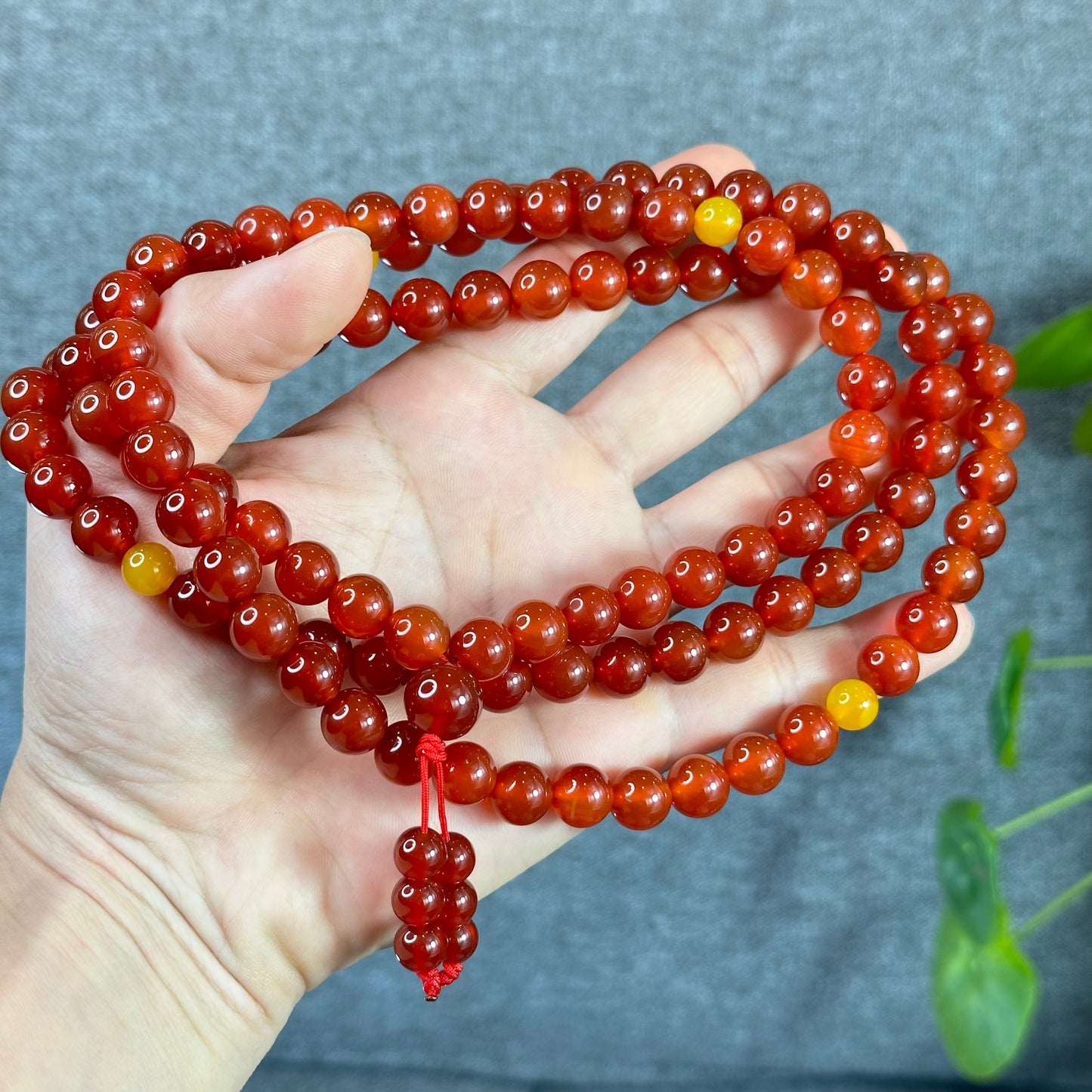 Natural Carnelian Red Agate Triple Wrap Bracelet Size 10 mm