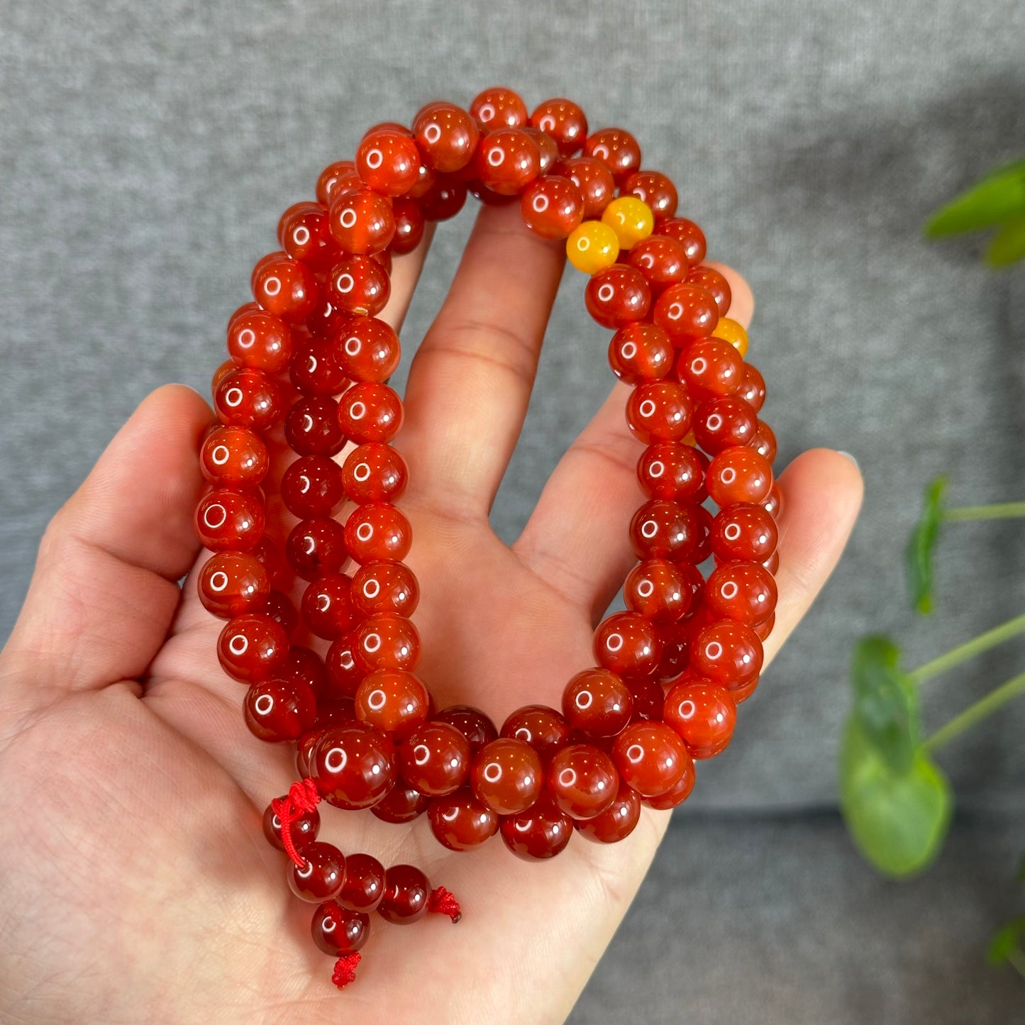 Natural Carnelian Red Agate Triple Wrap Bracelet Size 10 mm
