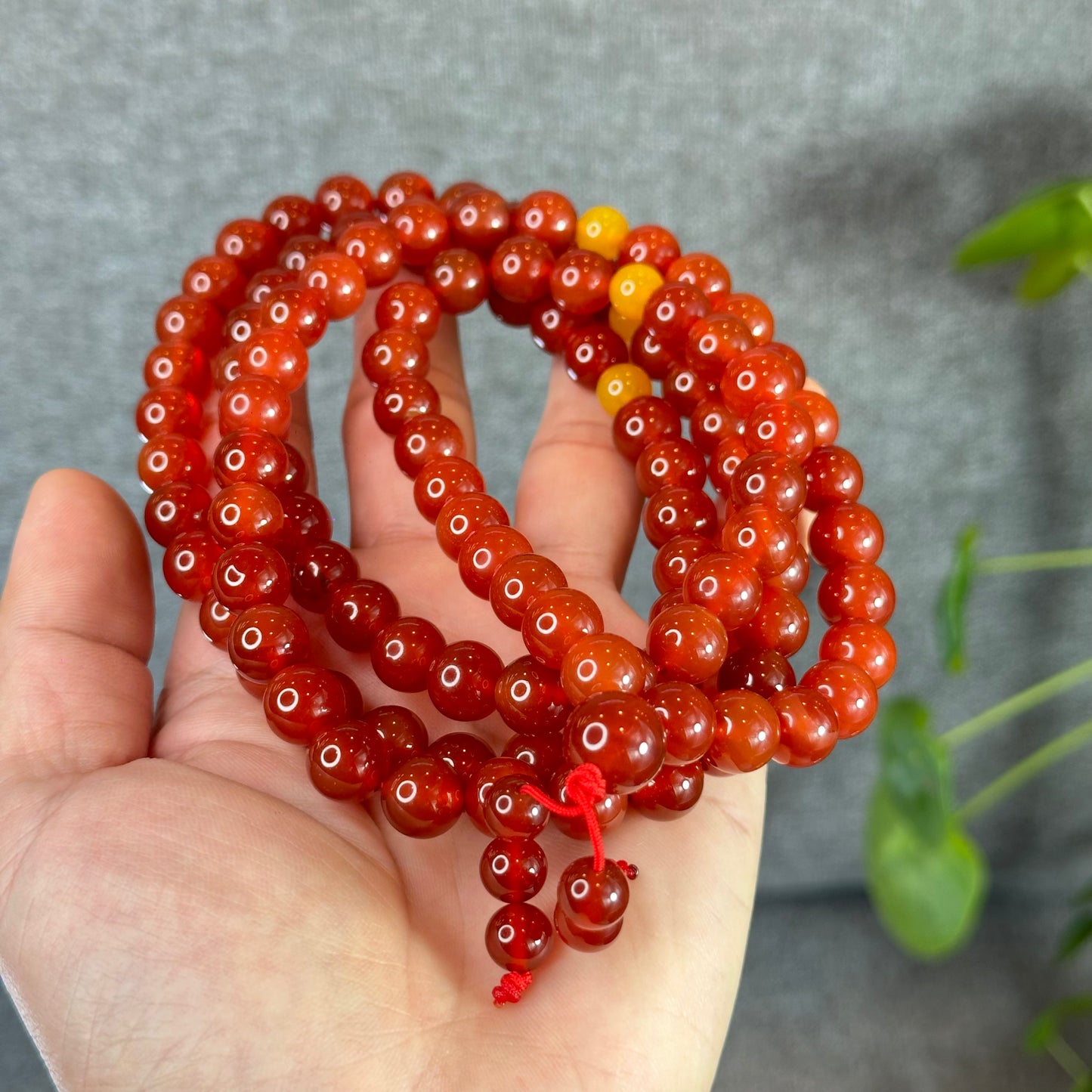 Natural Carnelian Red Agate Triple Wrap Bracelet Size 10 mm