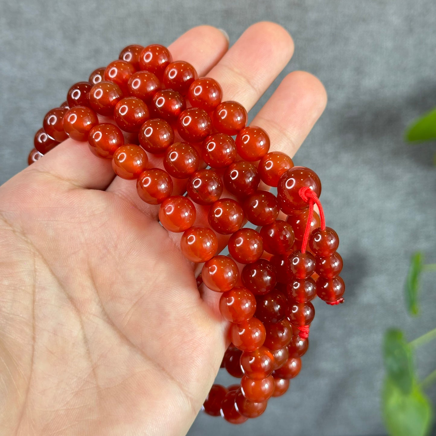 Natural Carnelian Red Agate Triple Wrap Bracelet Size 10 mm