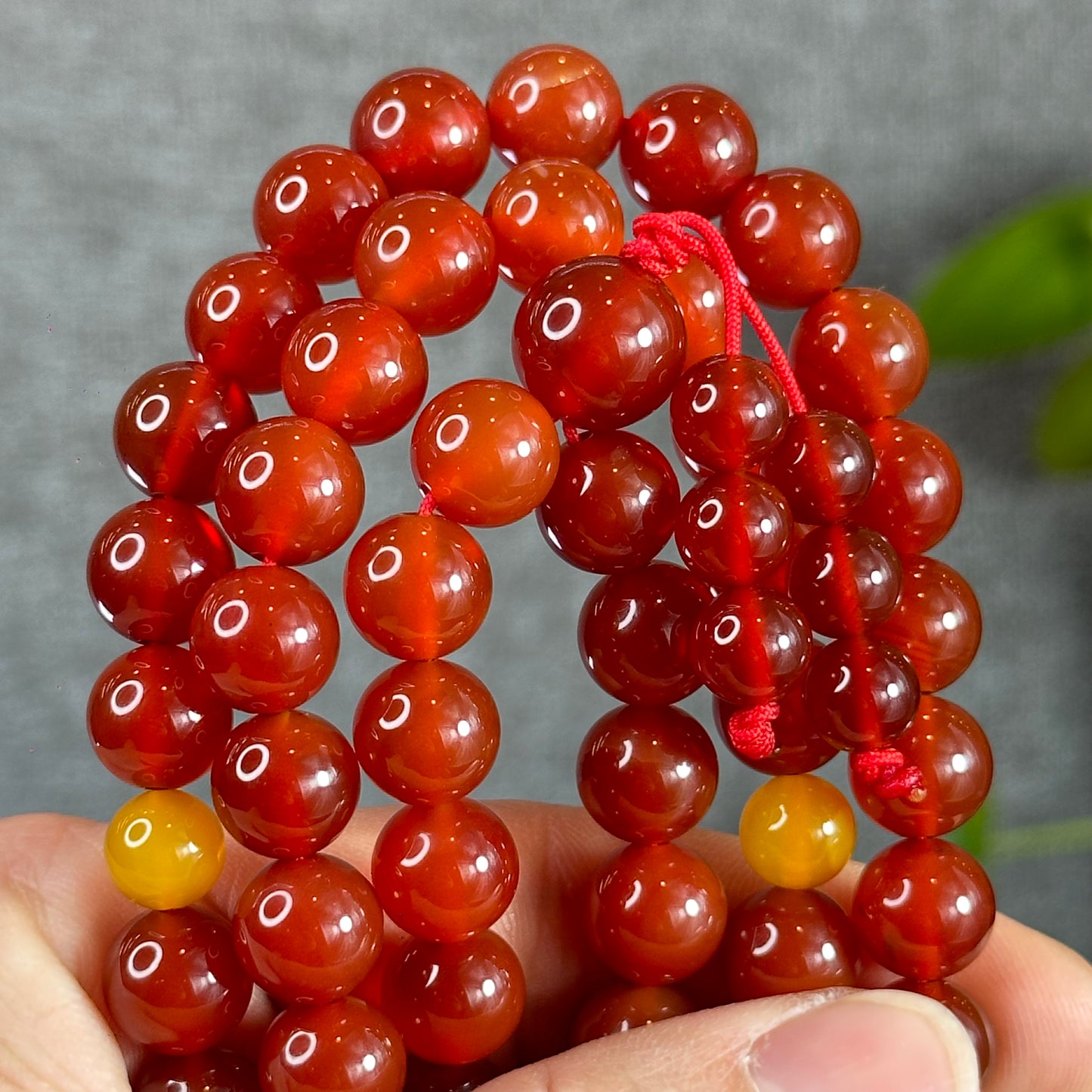 Natural Carnelian Red Agate Triple Wrap Bracelet Size 10 mm