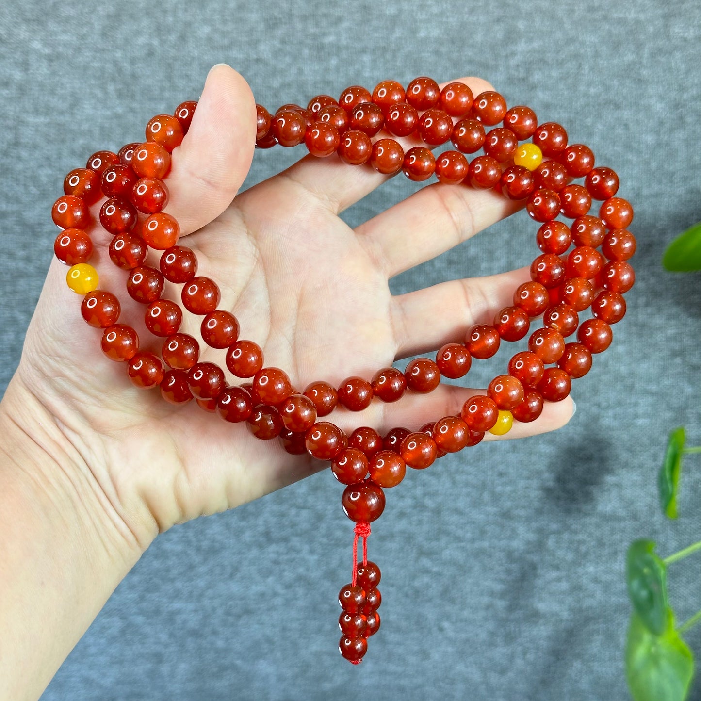 Natural Carnelian Red Agate Triple Wrap Bracelet Size 10 mm