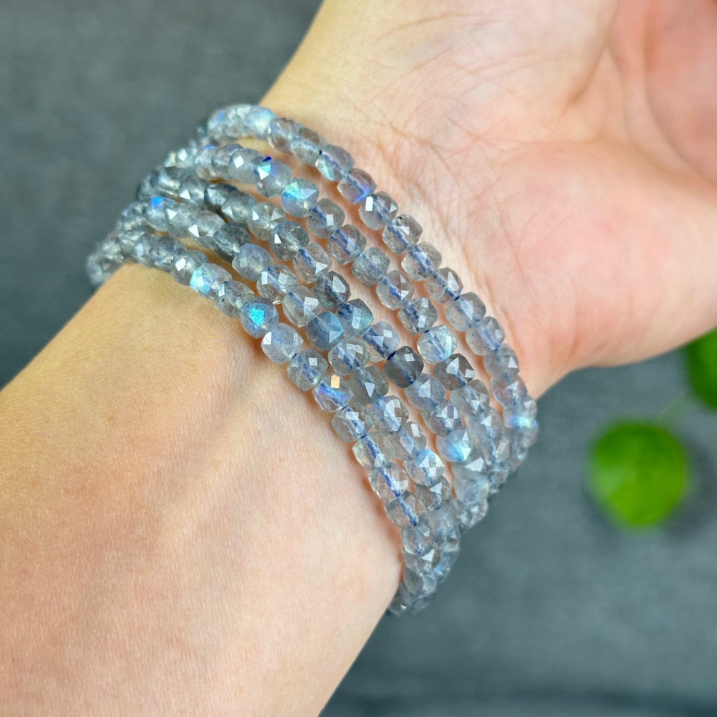 Natural Labradorite Faceted Bracelet Size 5 mm