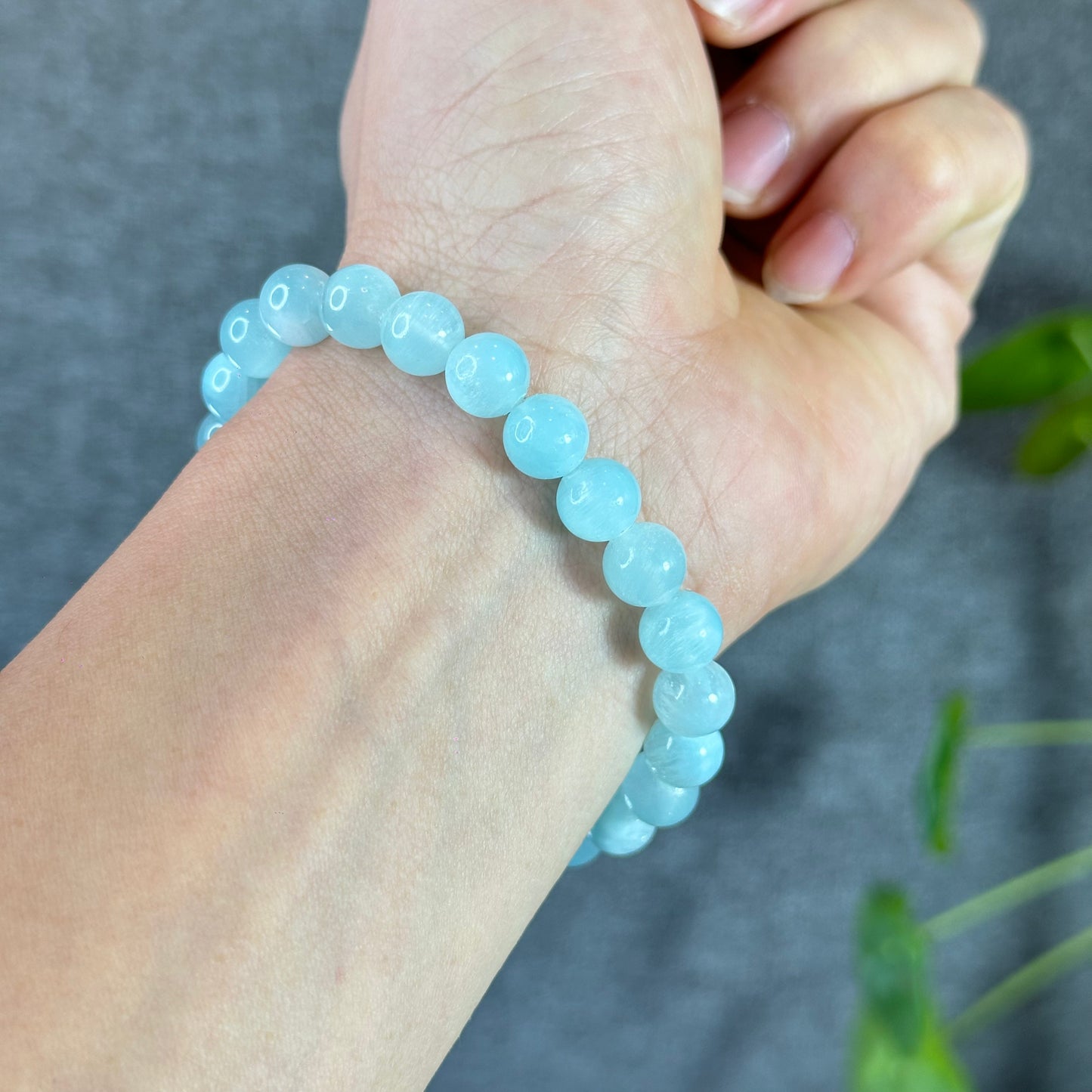 Natural Blue Aragonite Bracelet Size 8 mm