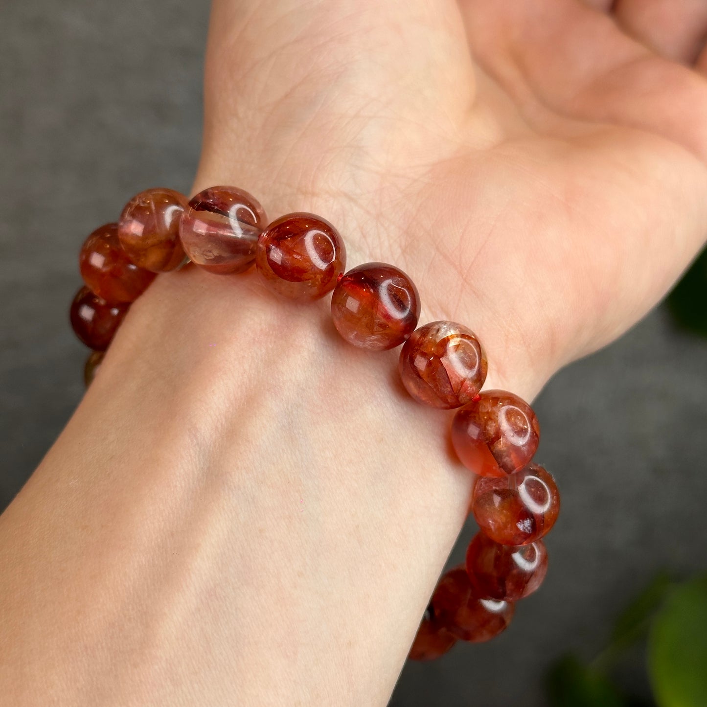 Natural Fire Quartz Bracelet Size 12 mm